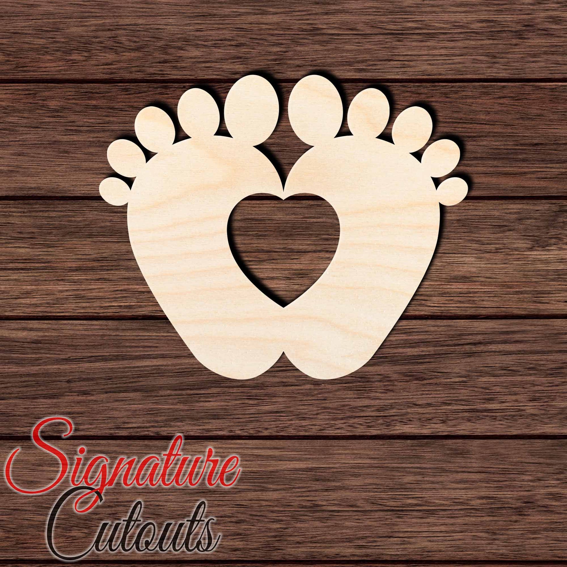 Baby Feet Heart 001 Shape Cutout in Wood, Acrylic or Acrylic Mirror - Signature Cutouts