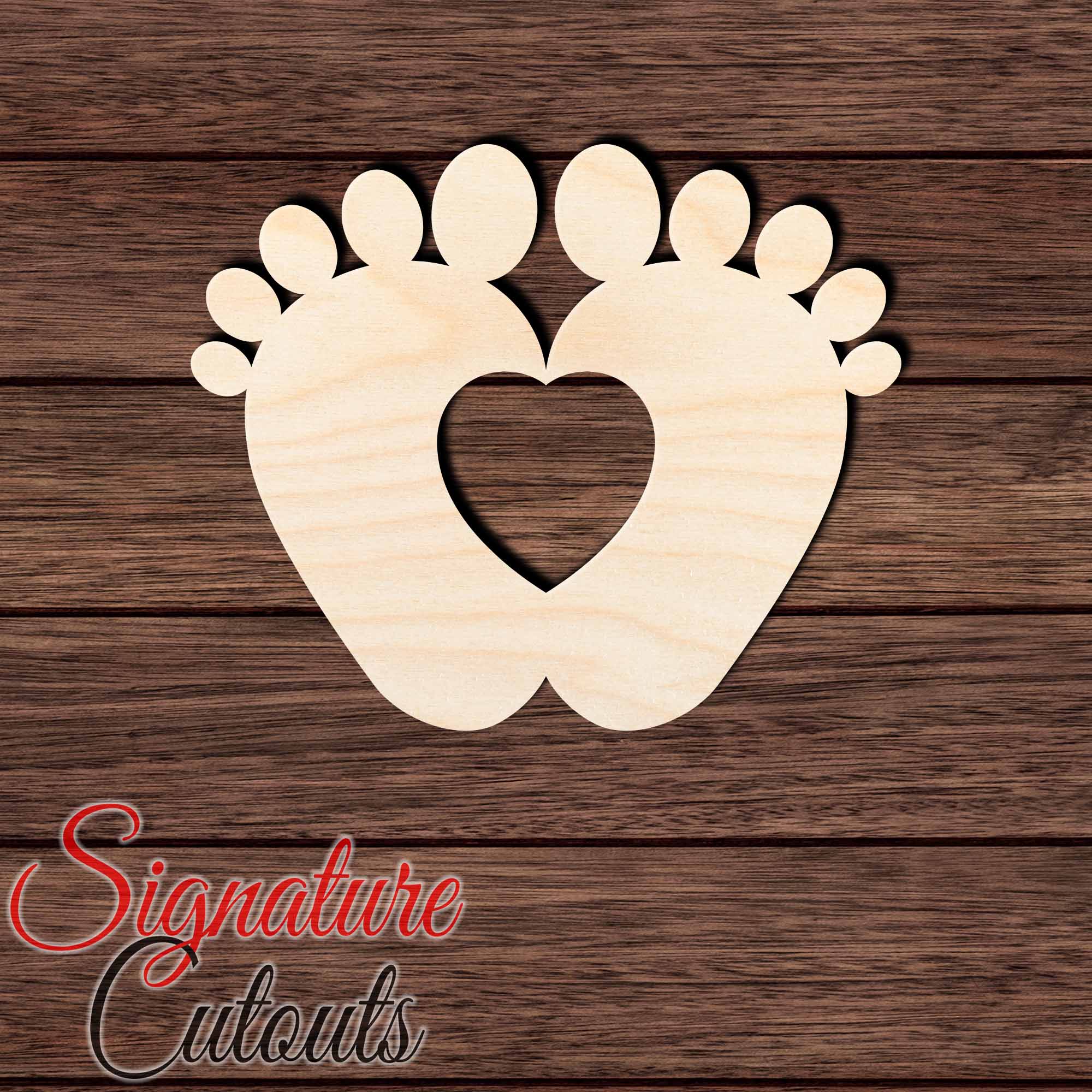 Baby Feet Heart 001 Shape Cutout in Wood, Acrylic or Acrylic Mirror - Signature Cutouts