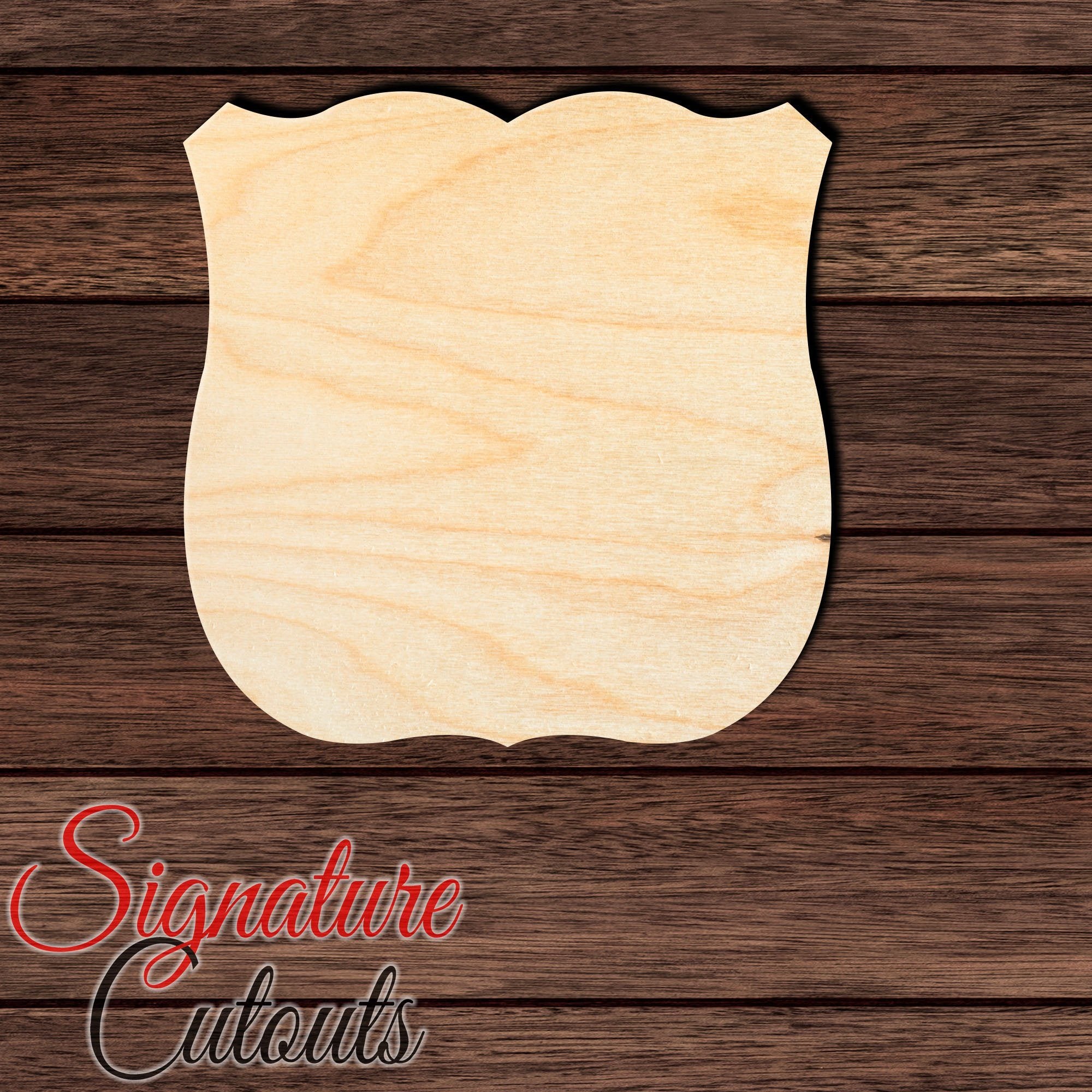 Badge - Shield 005 Shape Cutout in Wood, Acrylic or Acrylic Mirror - Signature Cutouts