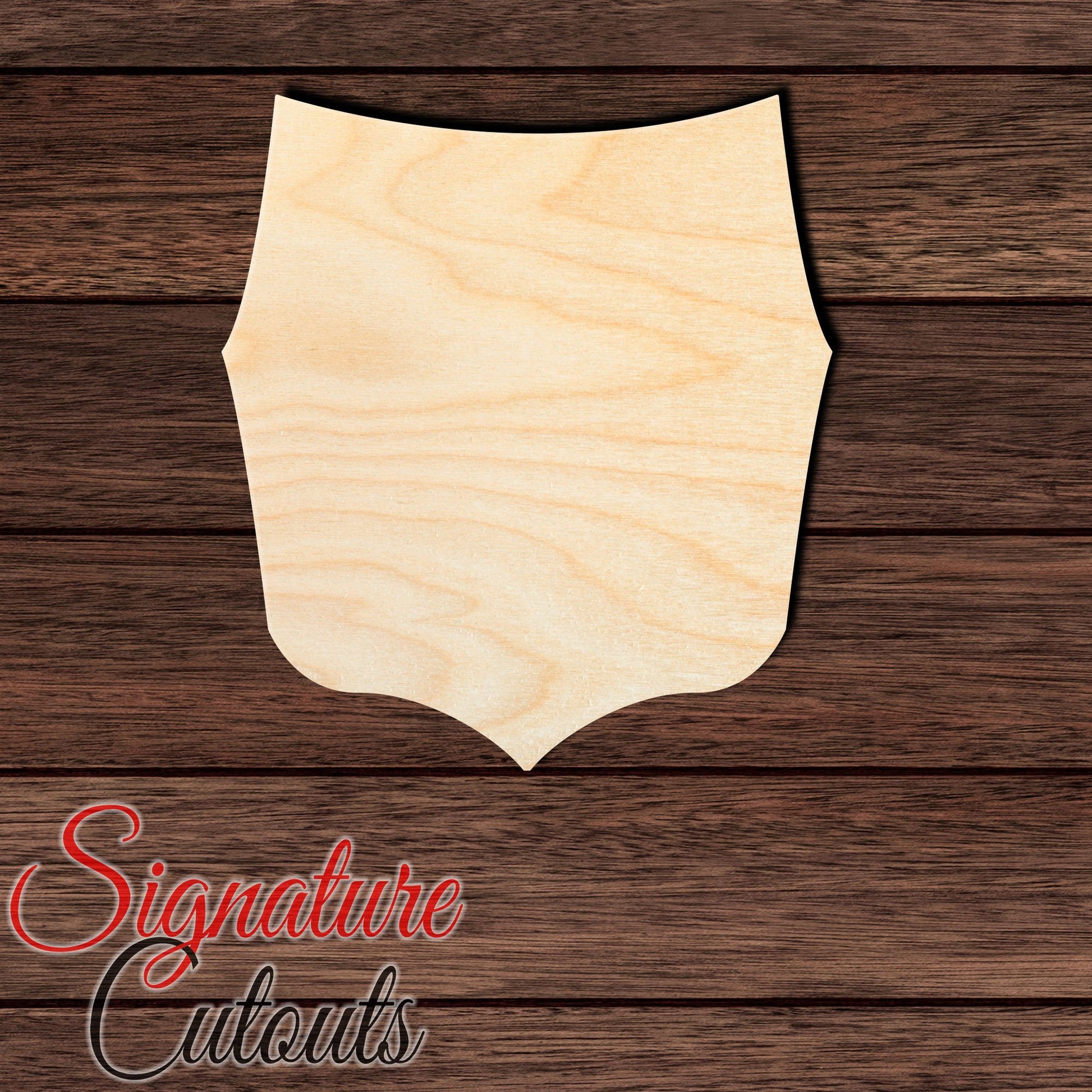Badge - Shield 009 Shape Cutout in Wood, Acrylic or Acrylic Mirror - Signature Cutouts