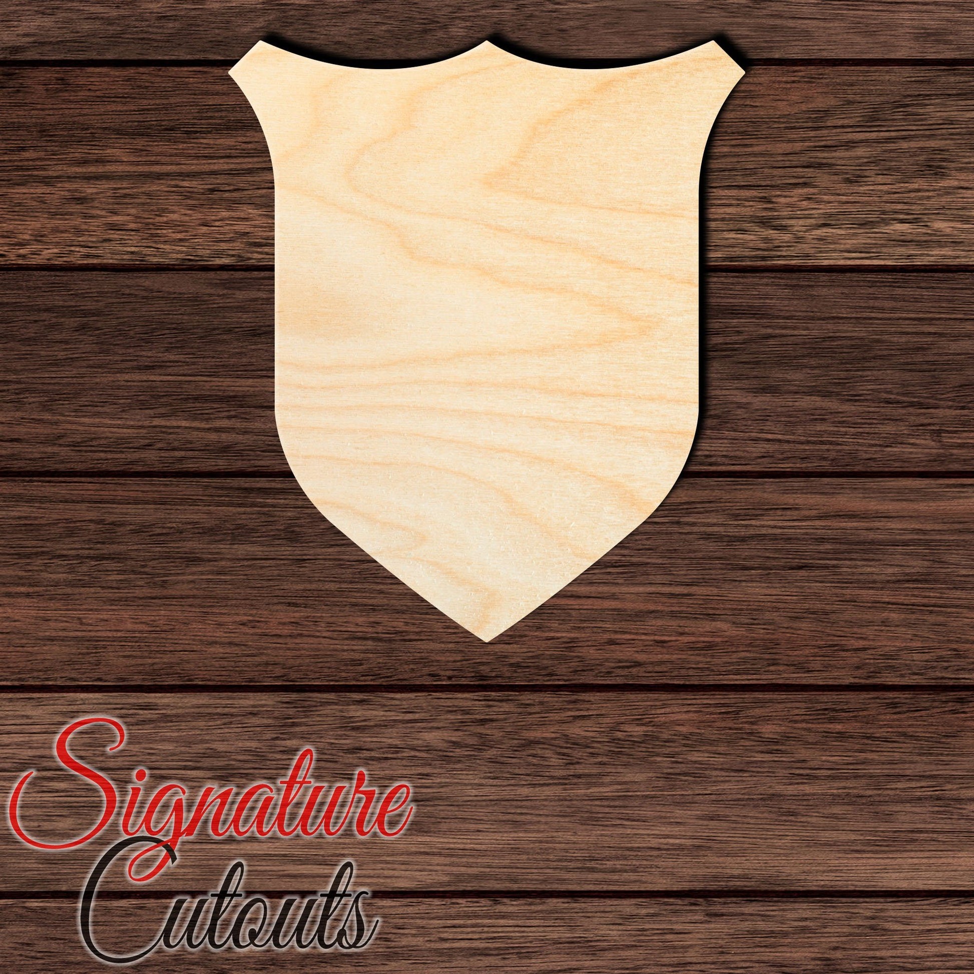 Badge - Shield 014 Shape Cutout in Wood, Acrylic or Acrylic Mirror - Signature Cutouts
