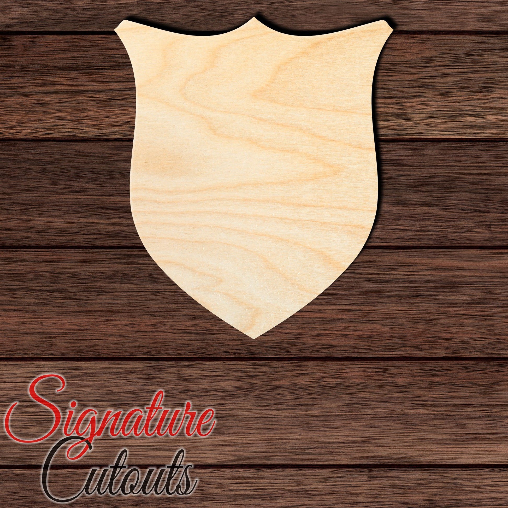 Badge - Shield 029 Shape Cutout in Wood, Acrylic or Acrylic Mirror - Signature Cutouts