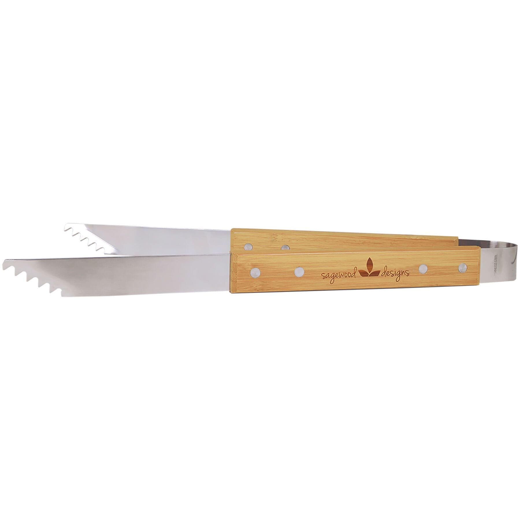 Bamboo BBQ Tongs, 14", Laser Engraved BBQ Utensils Signature Laser Engraving 