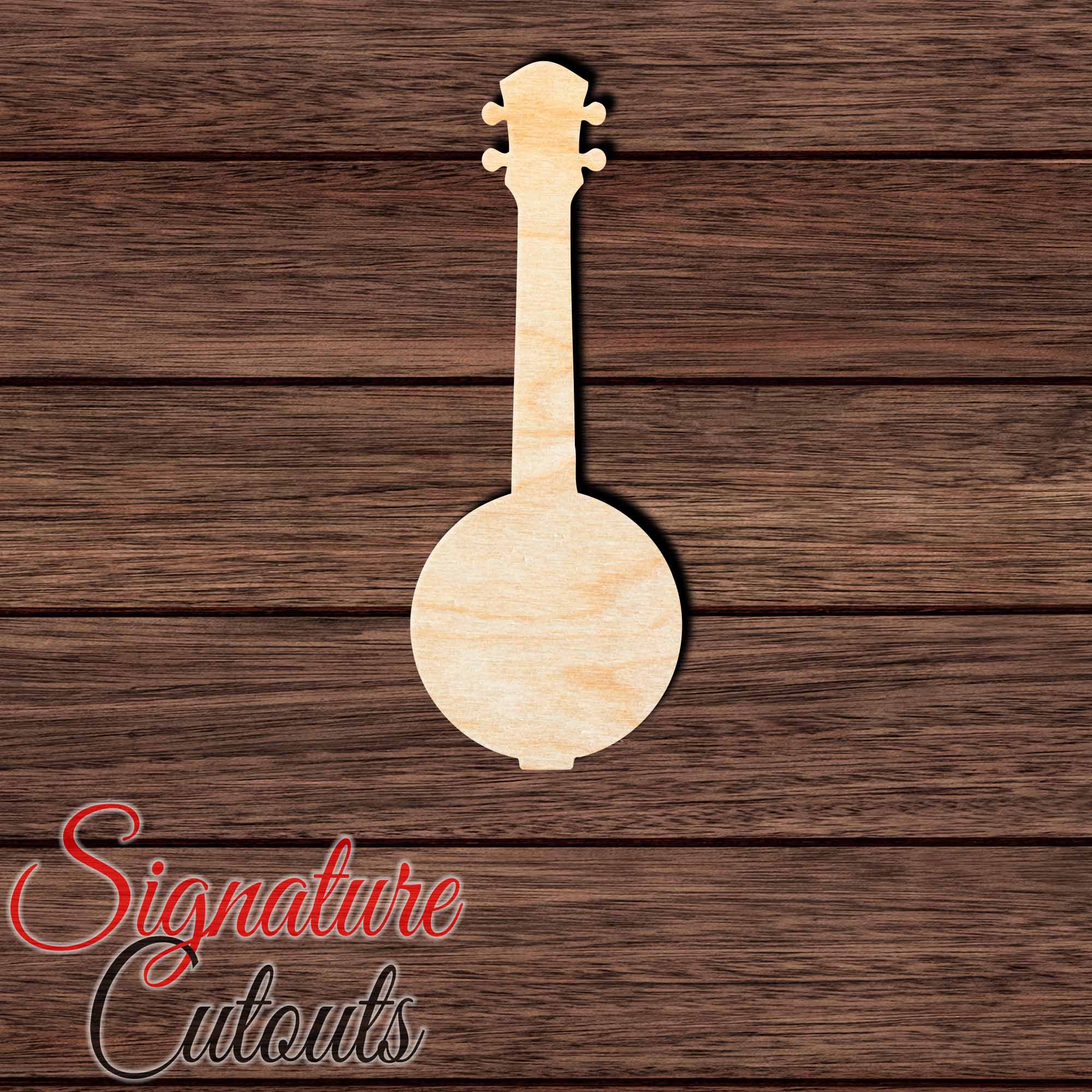 Banjo 001 Shape Cutout in Wood, Acrylic or Acrylic Mirror - Signature Cutouts