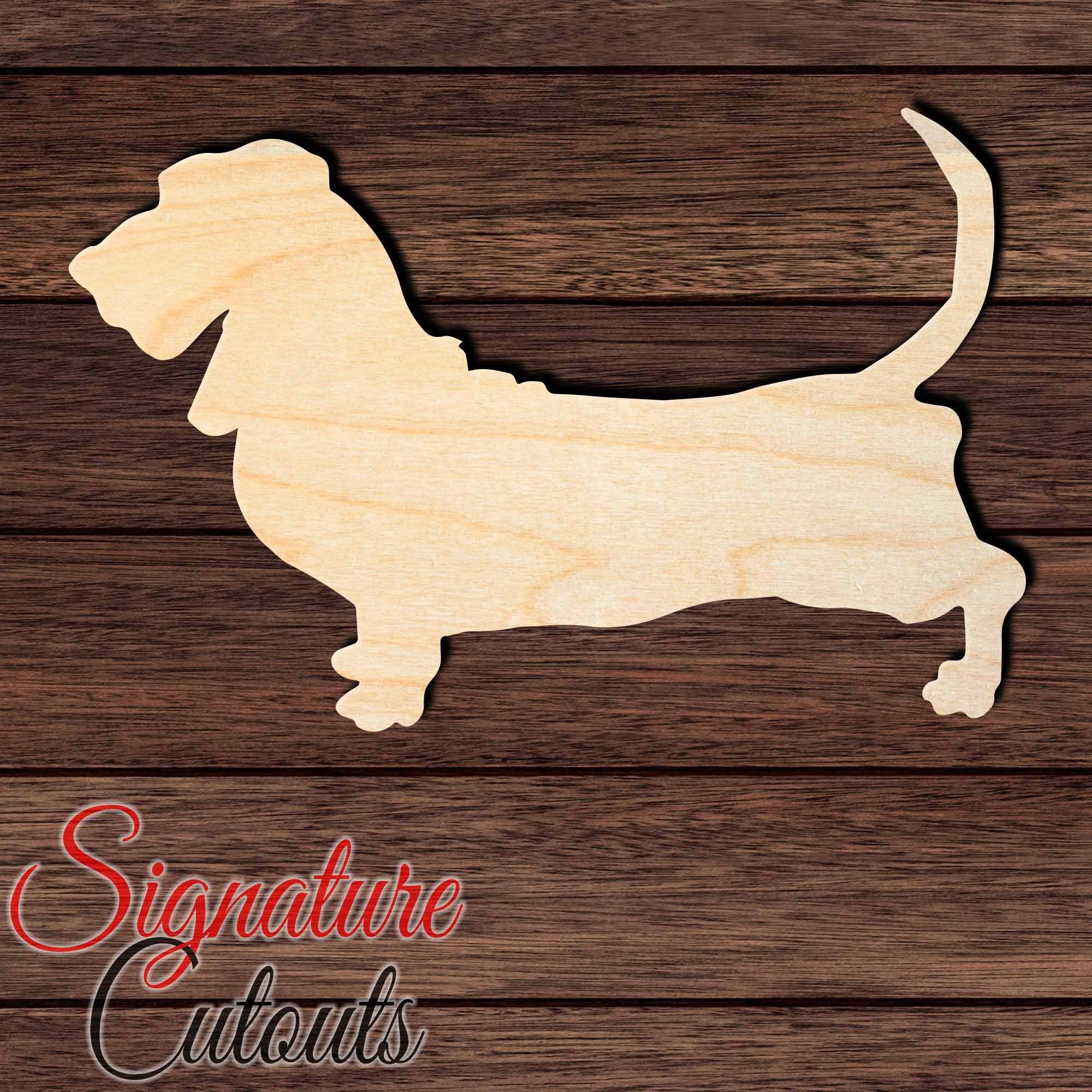 Basset Hound Shape Cutout in Wood, Acrylic or Acrylic Mirror - Signature Cutouts