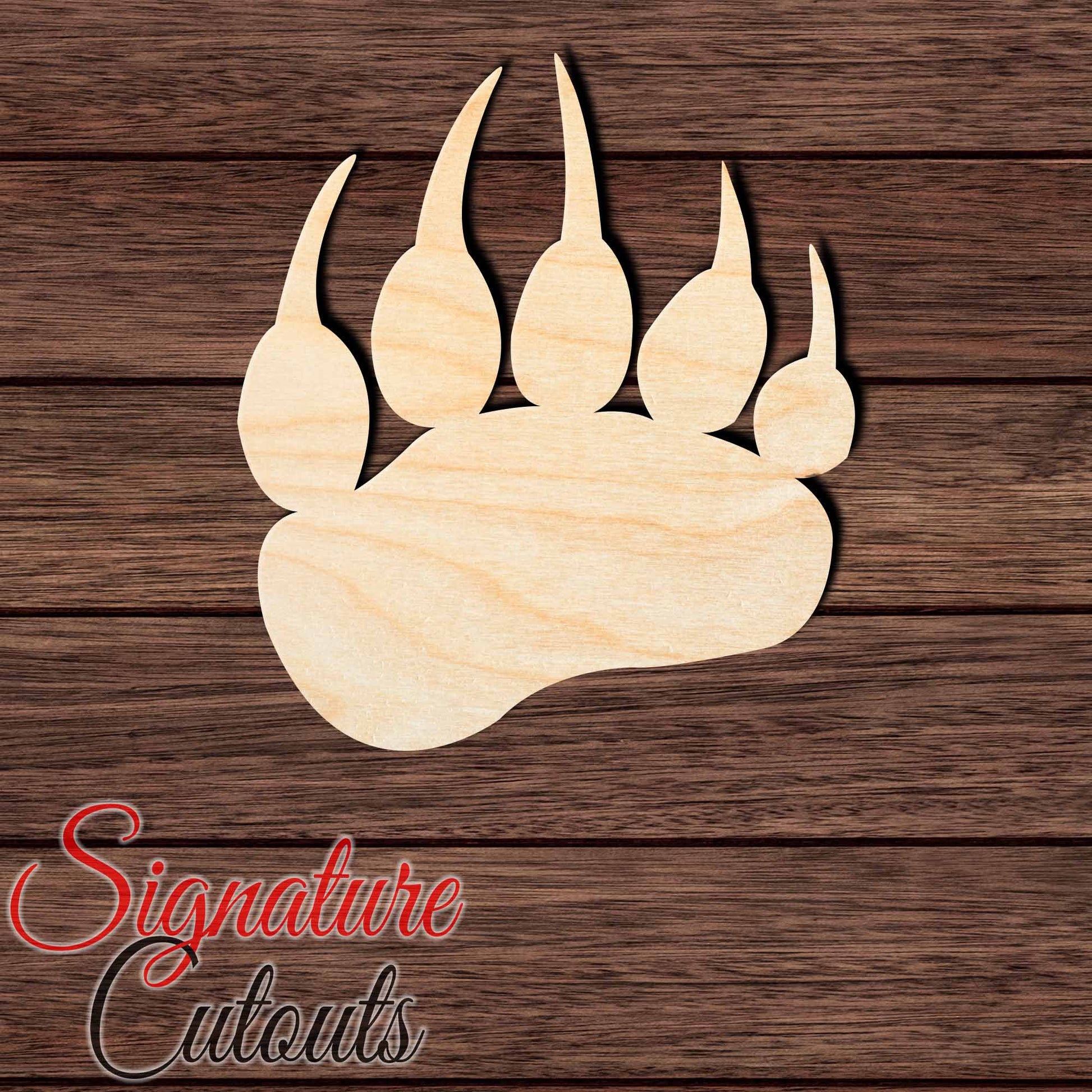 Bear 002 Paw Shape Cutout in Wood, Acrylic or Acrylic Mirror - Signature Cutouts