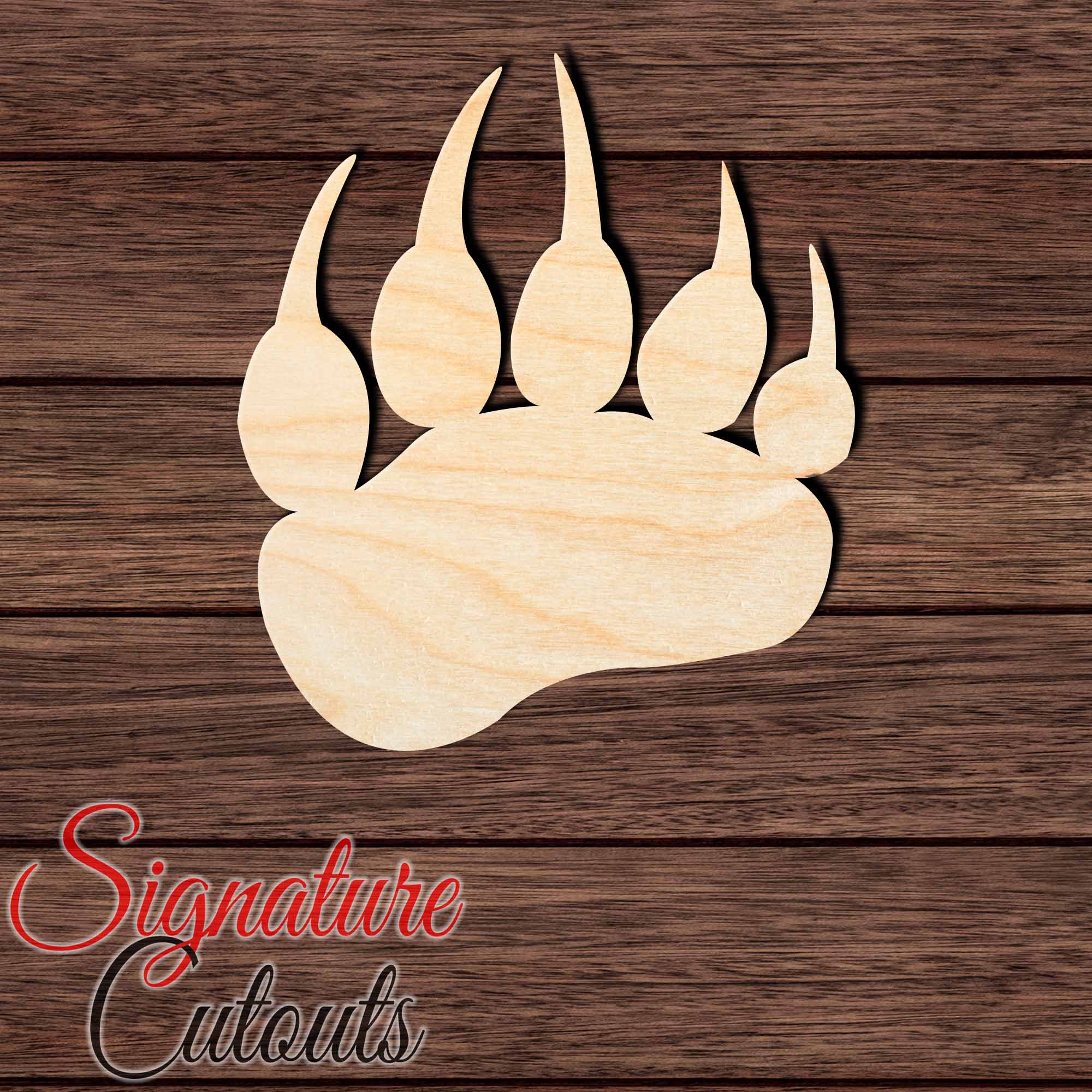 Bear 002 Paw Shape Cutout in Wood, Acrylic or Acrylic Mirror - Signature Cutouts