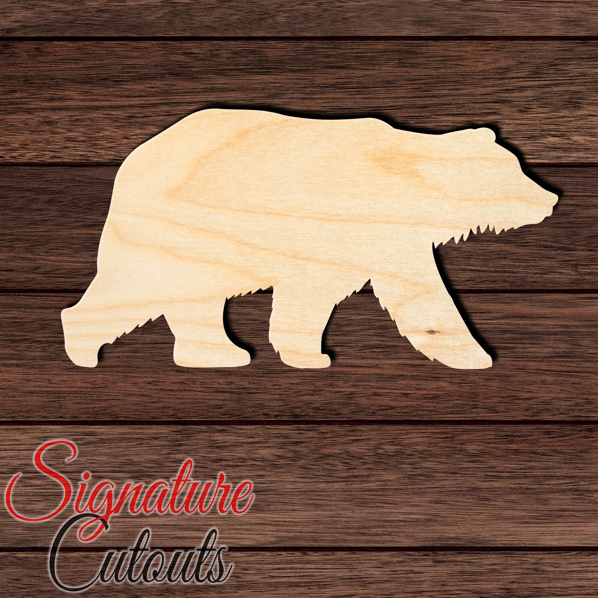 Bear 002 Shape Cutout in Wood, Acrylic or Acrylic Mirror - Signature Cutouts