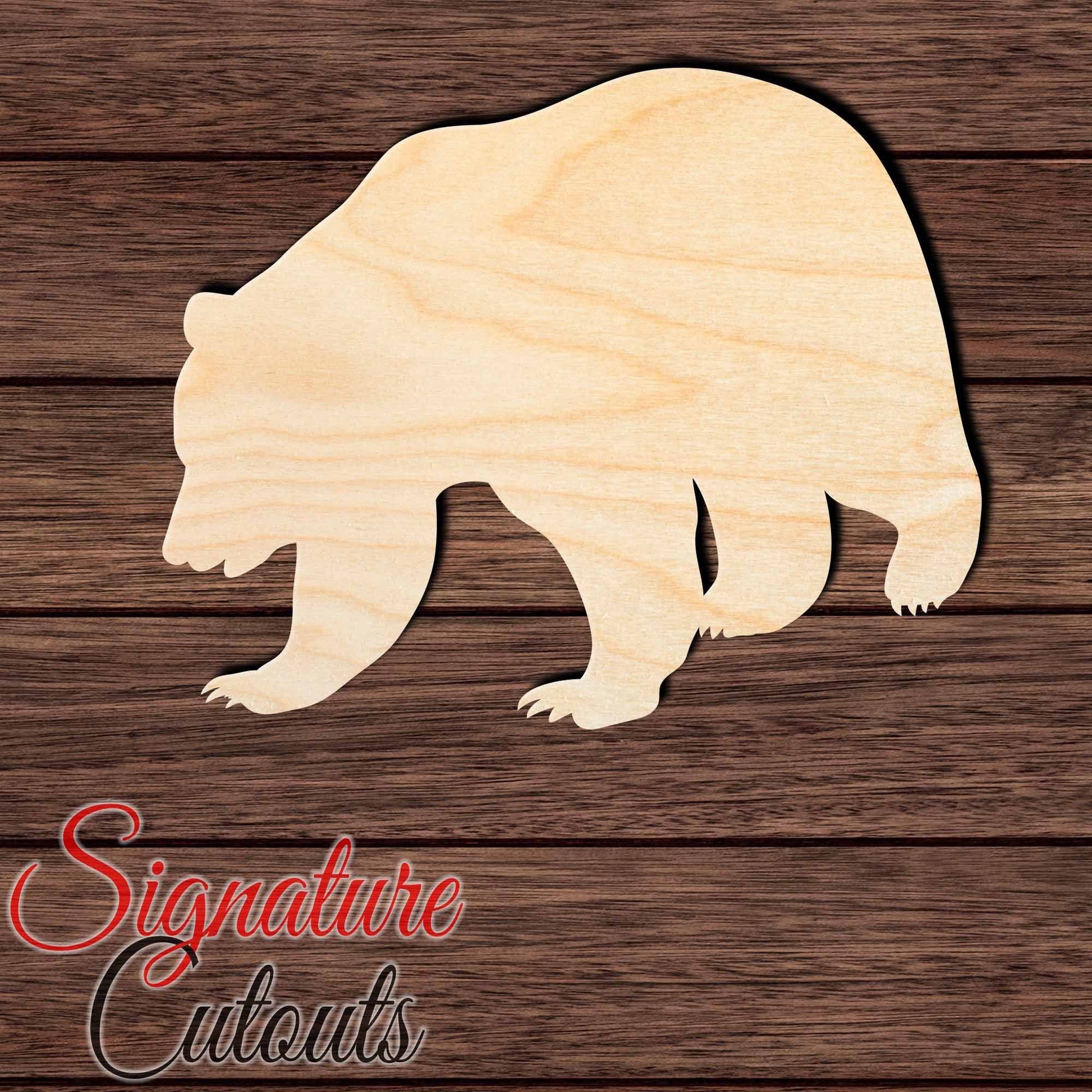 Bear 008 Shape Cutout in Wood, Acrylic or Acrylic Mirror - Signature Cutouts