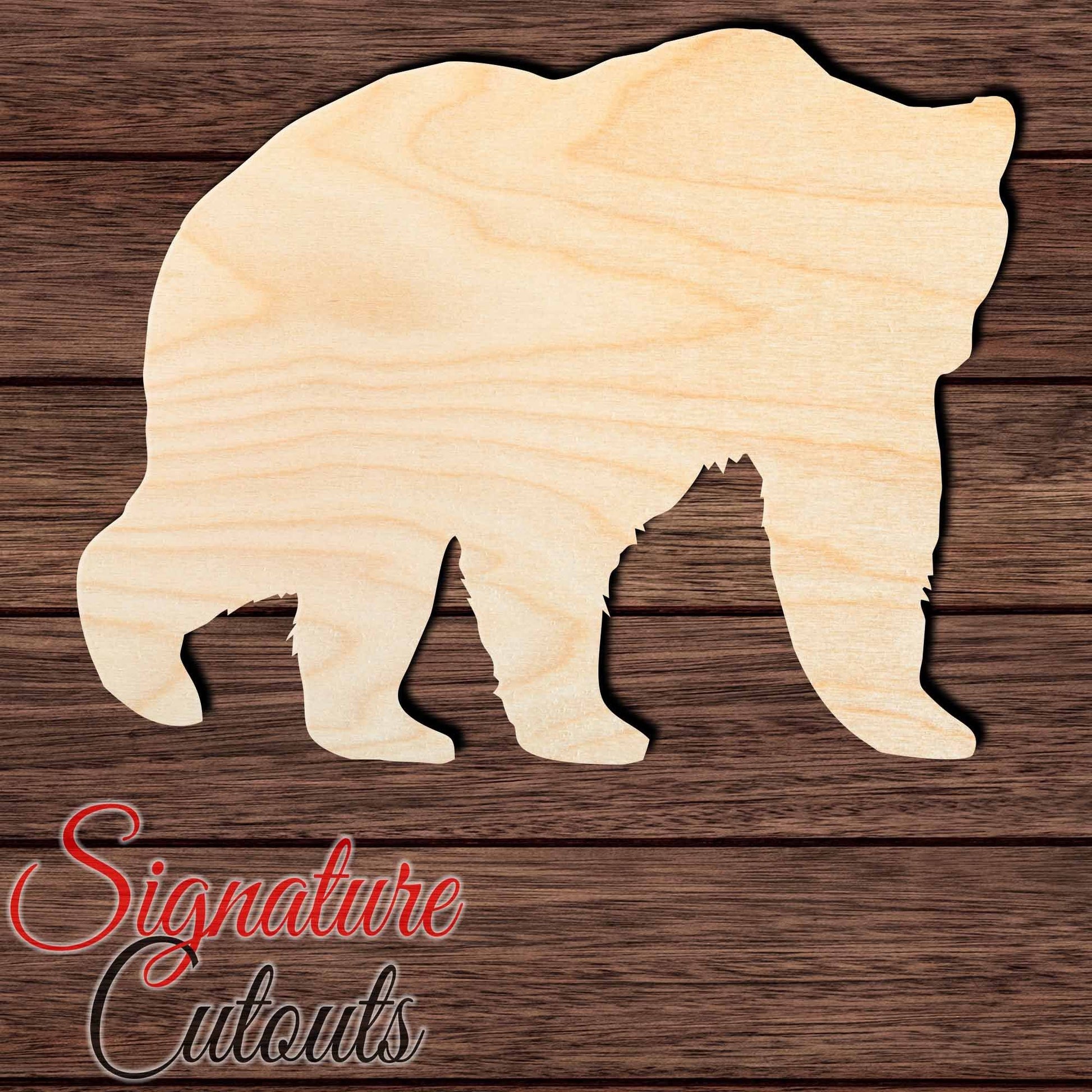 Bear 016 Shape Cutout in Wood, Acrylic or Acrylic Mirror - Signature Cutouts