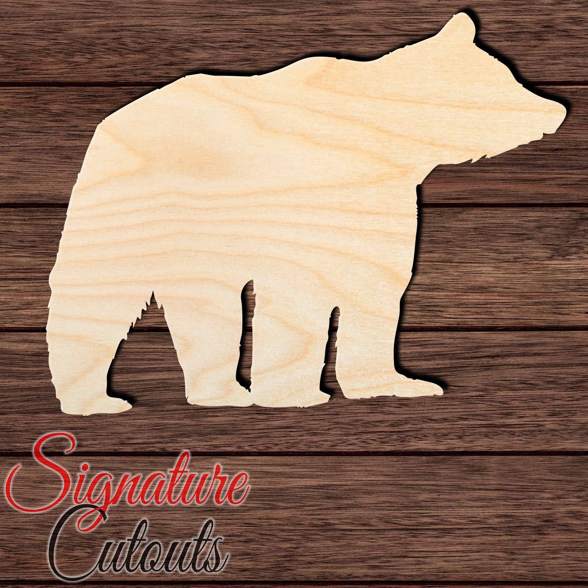 Bear 017 Shape Cutout in Wood, Acrylic or Acrylic Mirror - Signature Cutouts