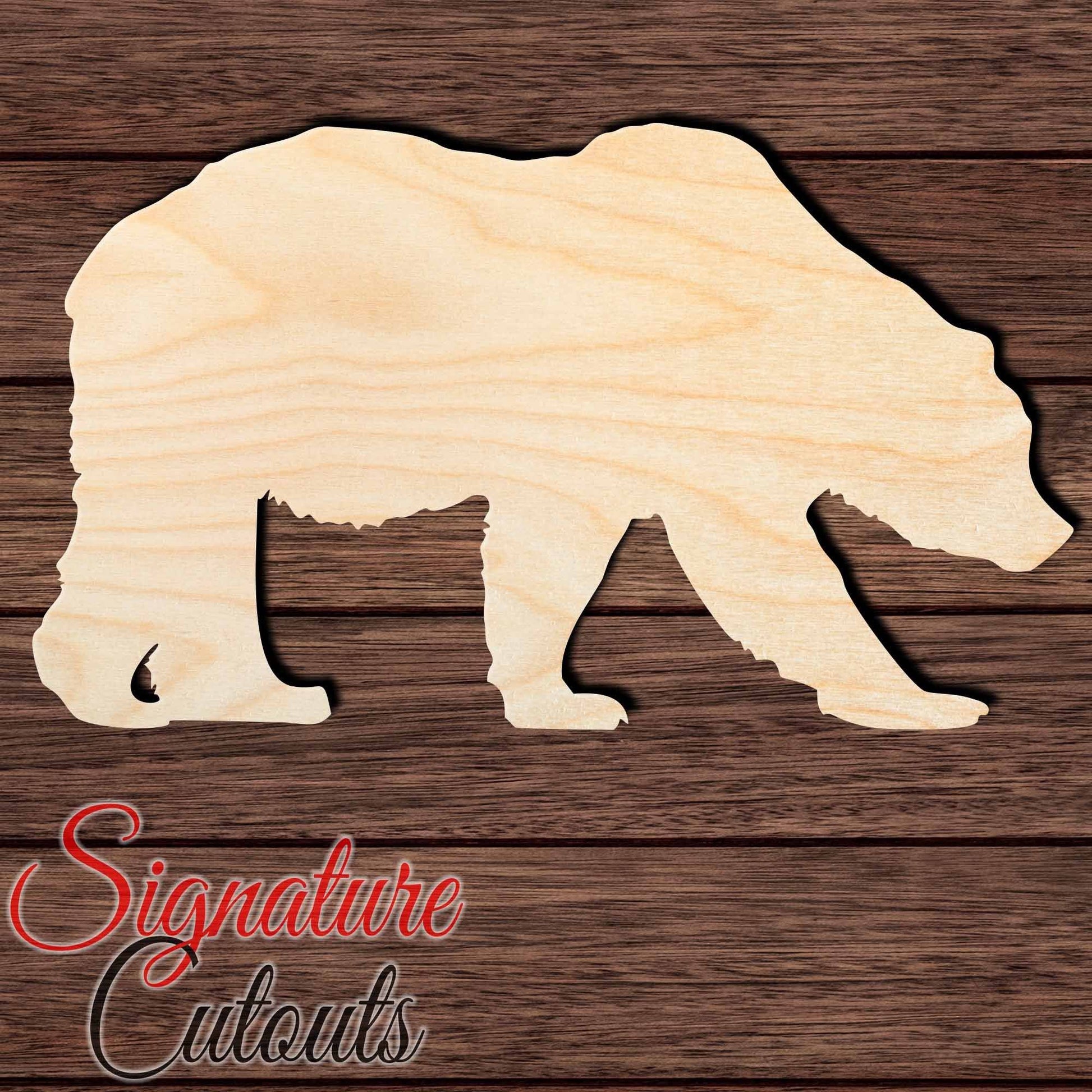Bear 019 Shape Cutout in Wood, Acrylic or Acrylic Mirror - Signature Cutouts