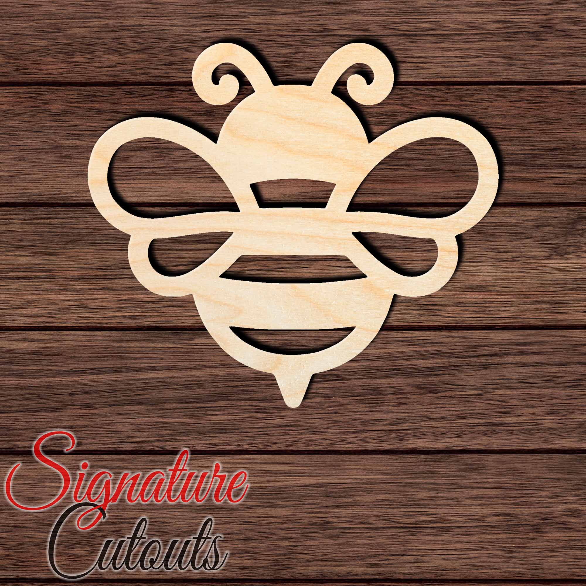 Bee 004 Shape Cutout in Wood, Acrylic or Acrylic Mirror - Signature Cutouts