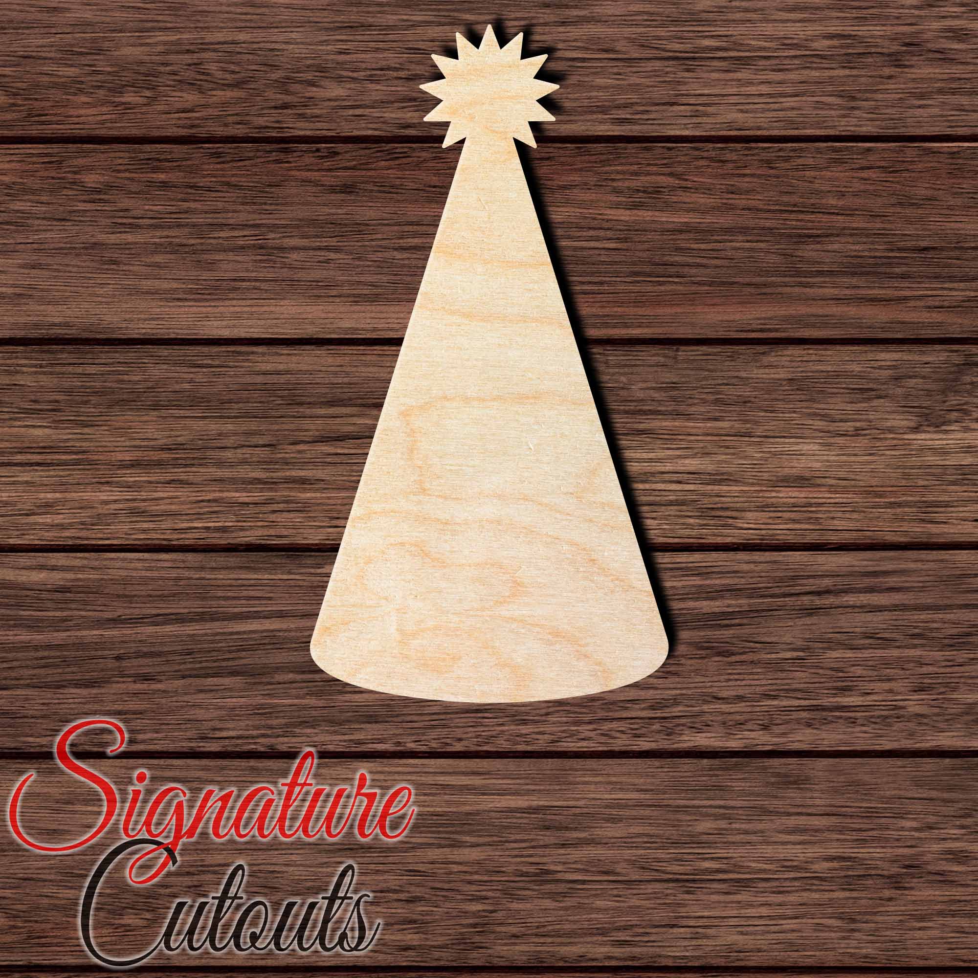 Birthday Hat 001 Shape Cutout in Wood, Acrylic or Acrylic Mirror - Signature Cutouts