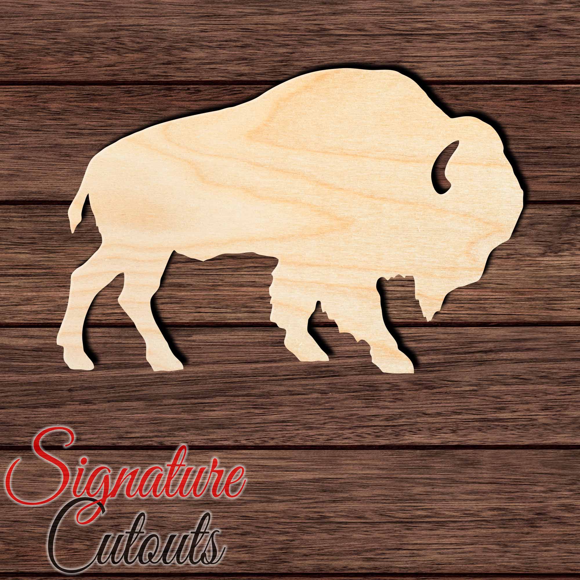 Buffalo 005 Shape Cutout in Wood, Acrylic or Acrylic Mirror Craft Shapes & Bases Signature Cutouts 3 inches Wood (3/16 in. thick birch plywood) 