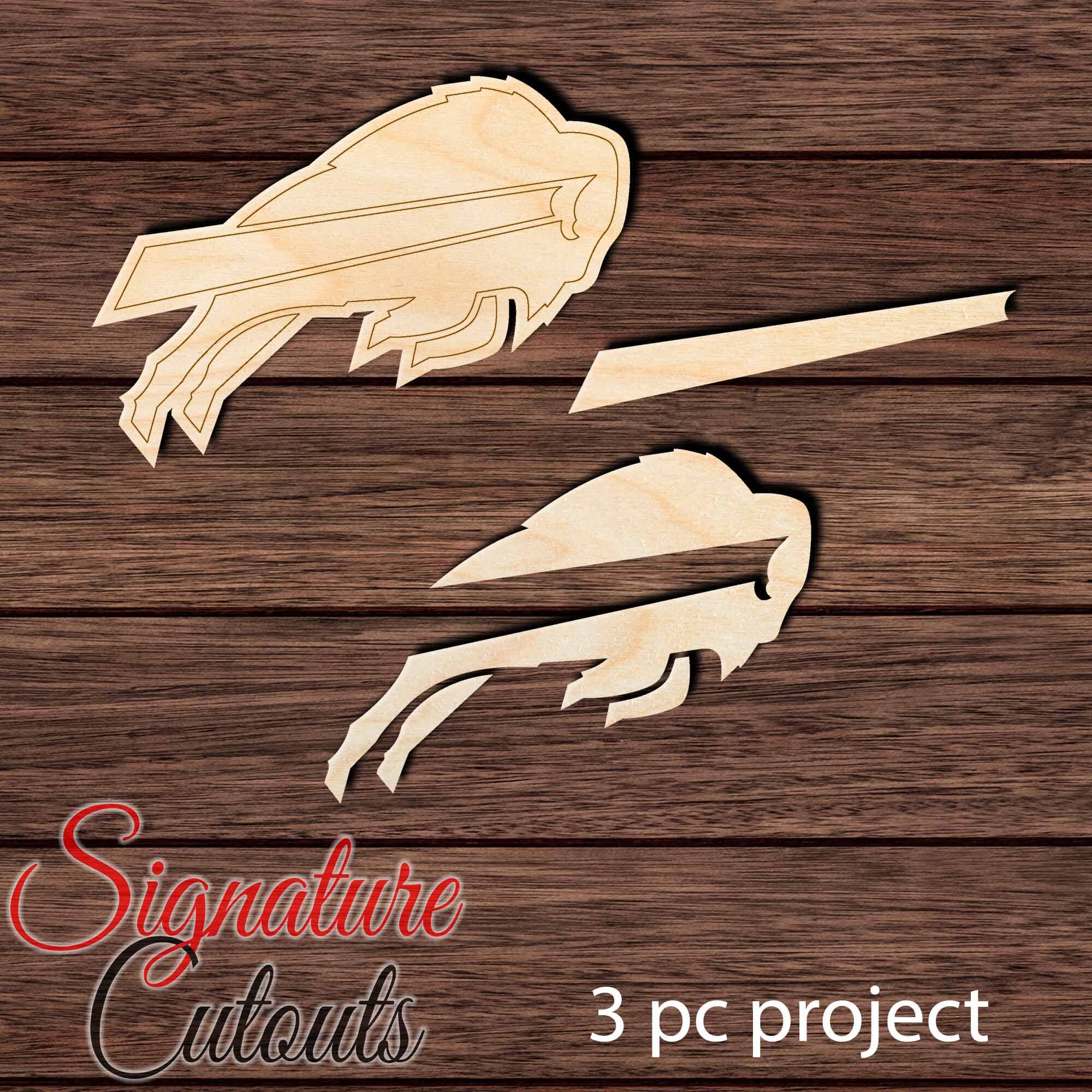 Buffalo Bills 001 (3 pcs. Layerable) Shape Cutout in Wood Craft Shapes & Bases Signature Cutouts 
