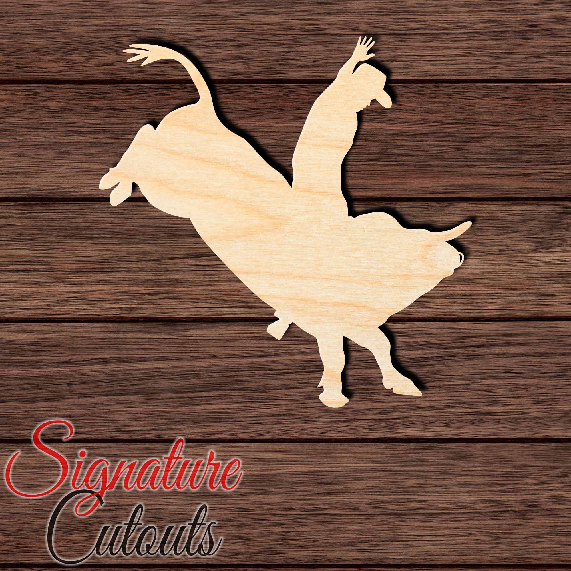 Bull Rider 002 Shape Cutout in Wood, Acrylic or Acrylic Mirror - Signature Cutouts