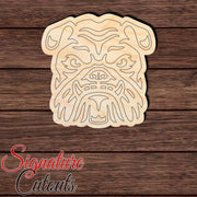 Bulldog head 001 Shape Cutout in Wood, Acrylic or Acrylic Mirror - Signature Cutouts