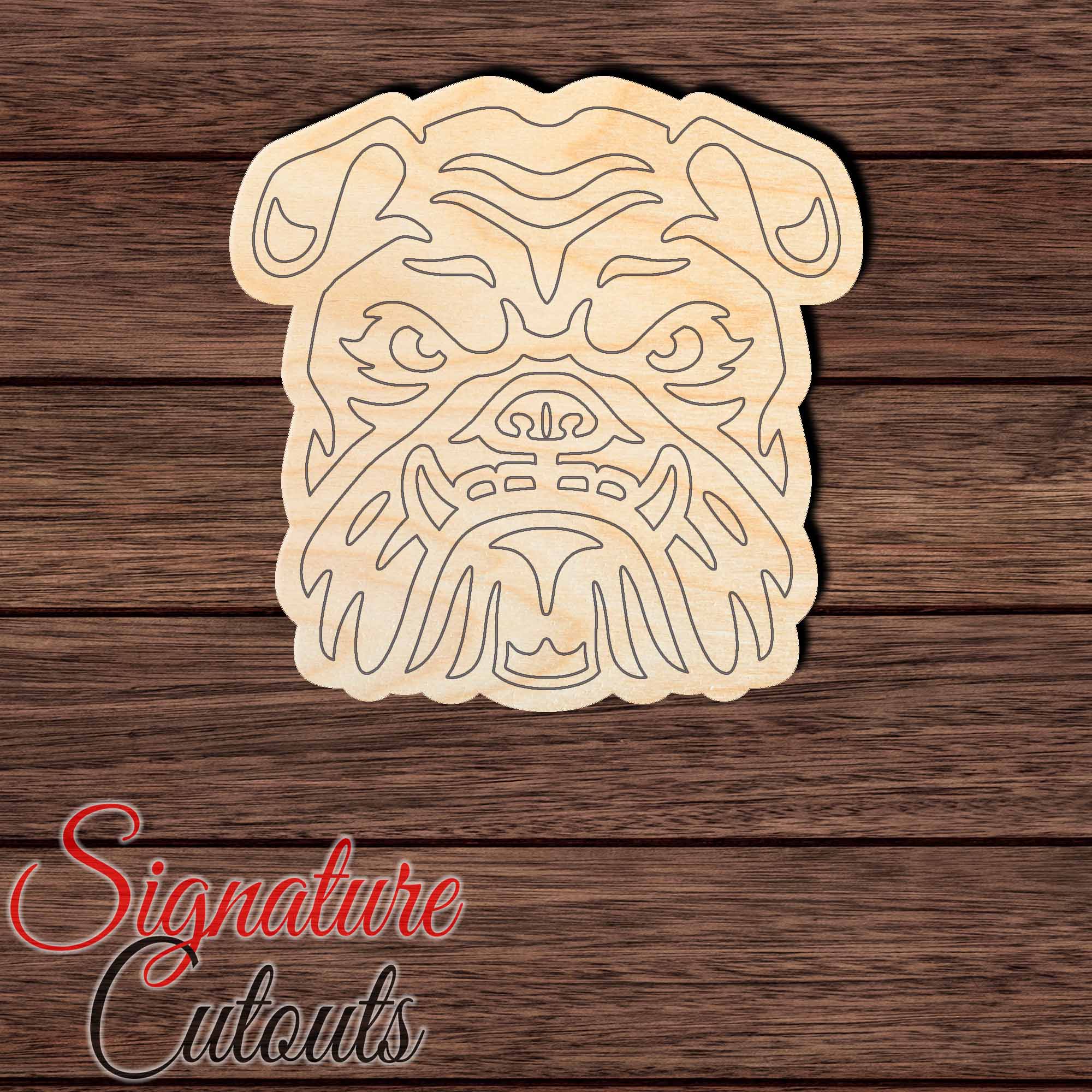 Bulldog head 001 Shape Cutout in Wood, Acrylic or Acrylic Mirror - Signature Cutouts