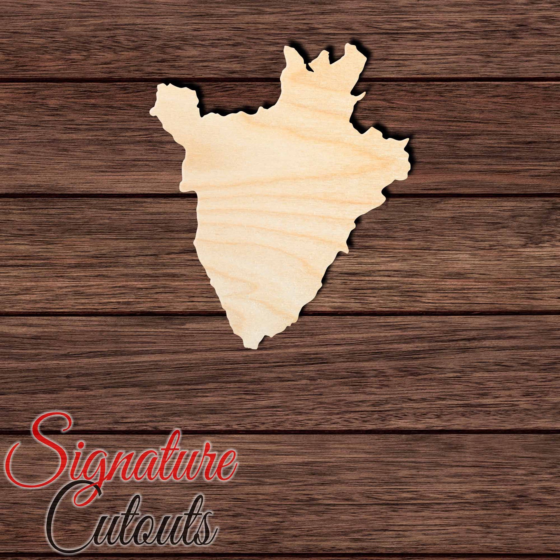 Burundi Shape Cutout in Wood, Acrylic or Acrylic Mirror - Signature Cutouts