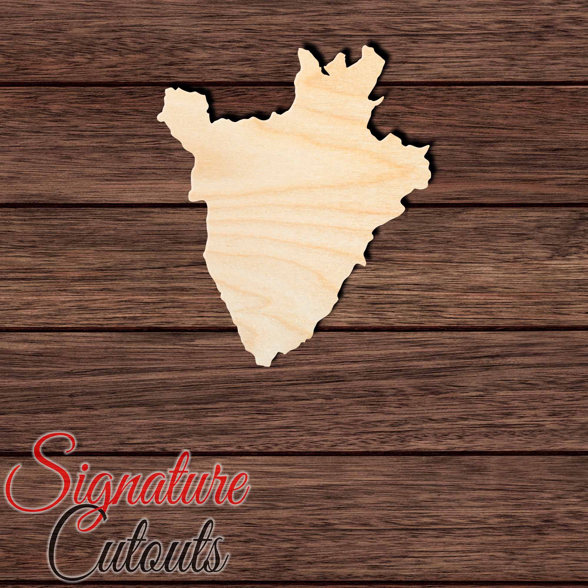 Burundi Shape Cutout in Wood, Acrylic or Acrylic Mirror - Signature Cutouts