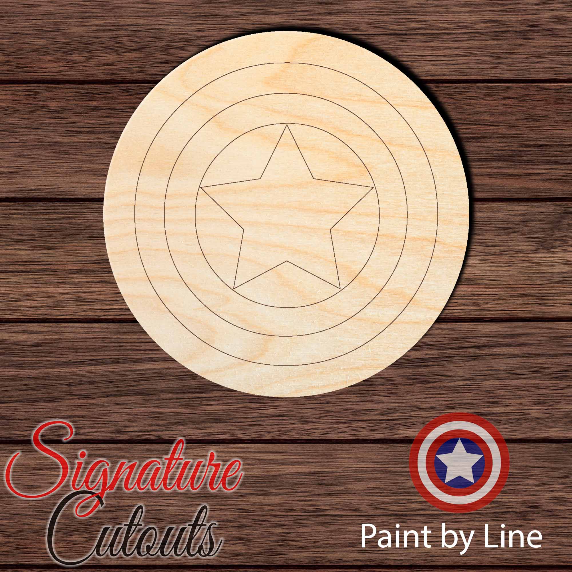 Captain America Shield 001 - Paint by Line Shape Cutout - Signature Cutouts
