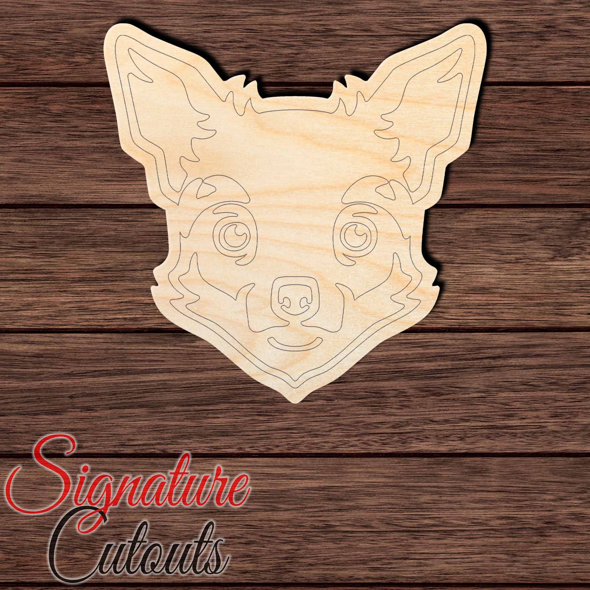 Chihuahua Head 001 Paint by Line Shape Cutout in Wood, Acrylic or Acrylic Mirror - Signature Cutouts
