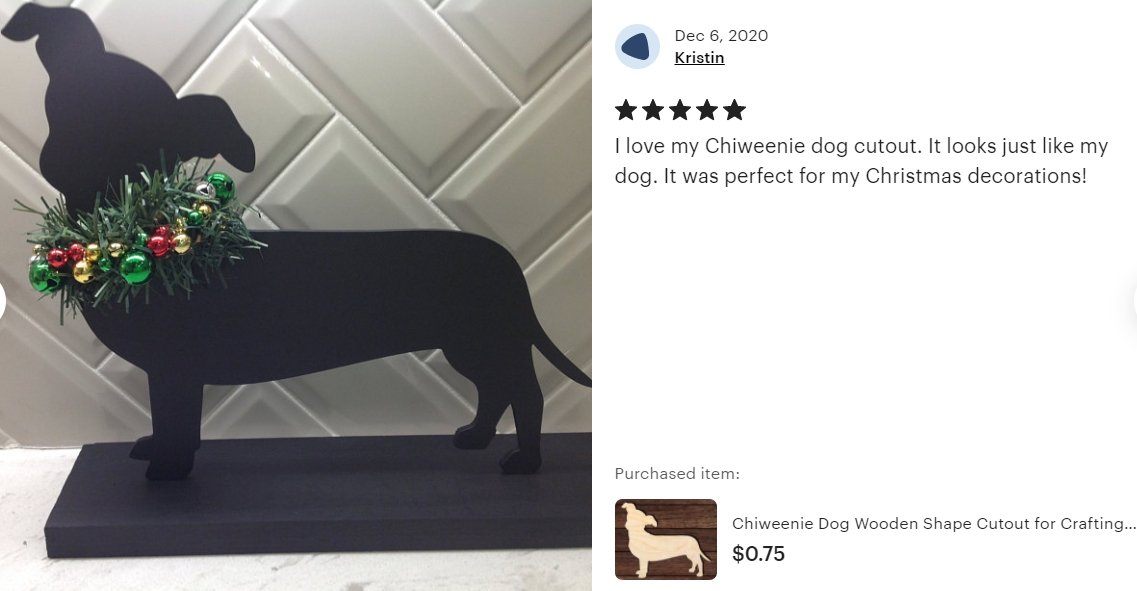 Chiweenie Shape Cutout in Wood, Acrylic or Acrylic Mirror - Signature Cutouts