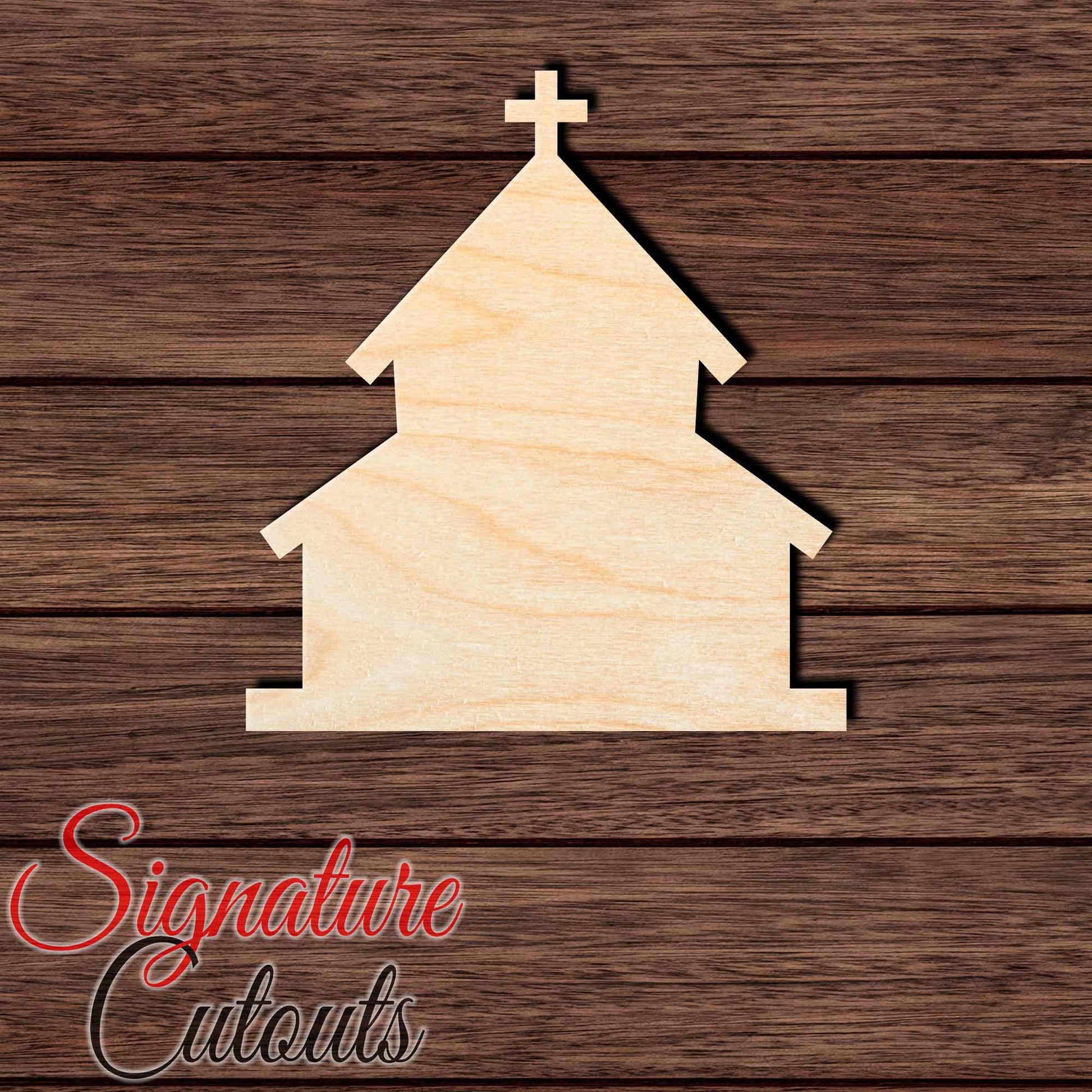 Church 002 Shape Cutout in Wood, Acrylic or Acrylic Mirror - Signature Cutouts