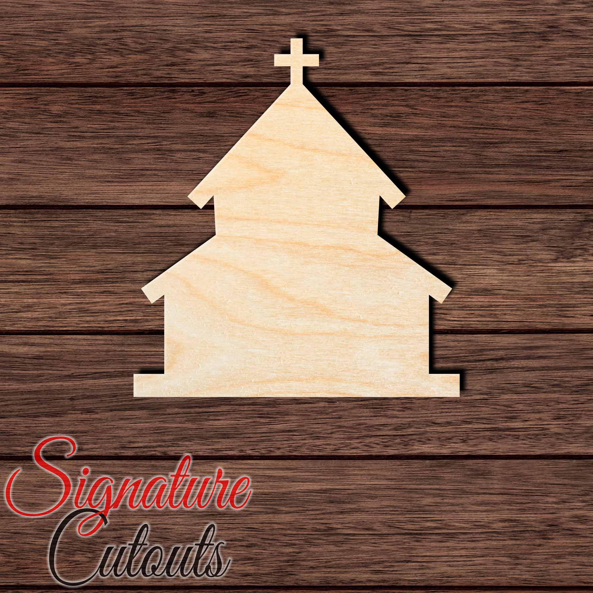 Church 002 Shape Cutout in Wood, Acrylic or Acrylic Mirror - Signature Cutouts