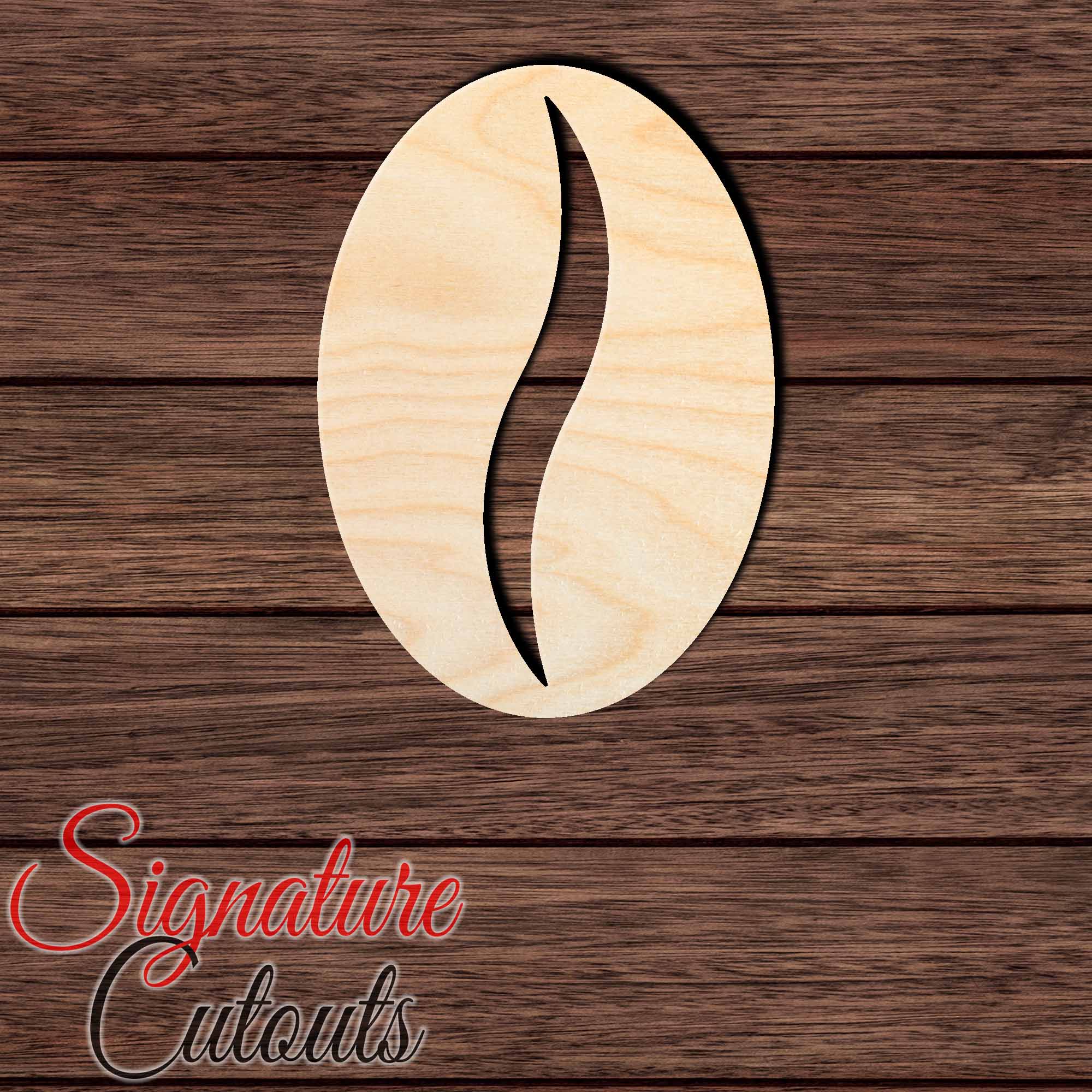 Coffee Bean 001 Shape Cutout in Wood, Acrylic or Acrylic Mirror - Signature Cutouts