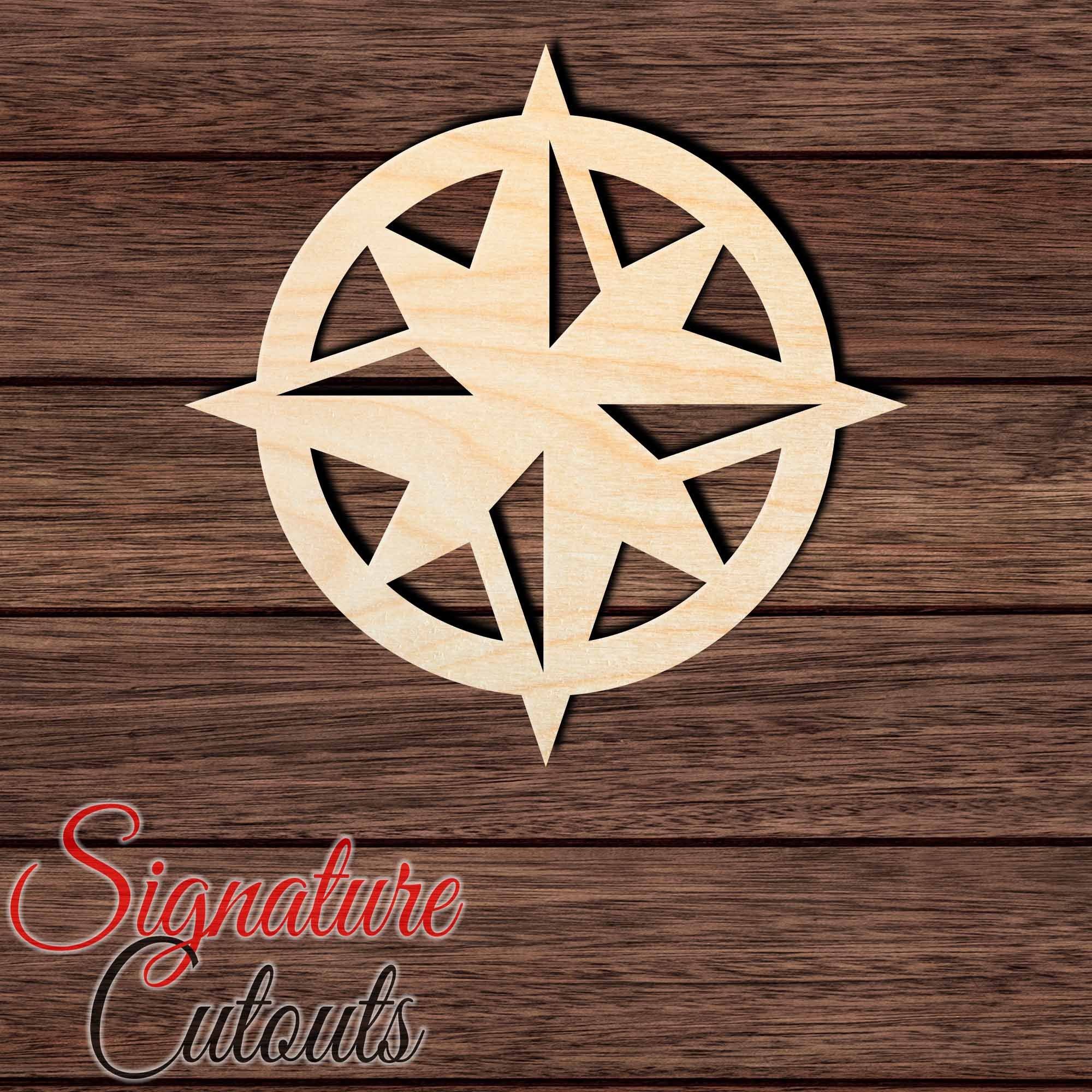 Compass 002 Shape Cutout in Wood, Acrylic or Acrylic Mirror - Signature Cutouts