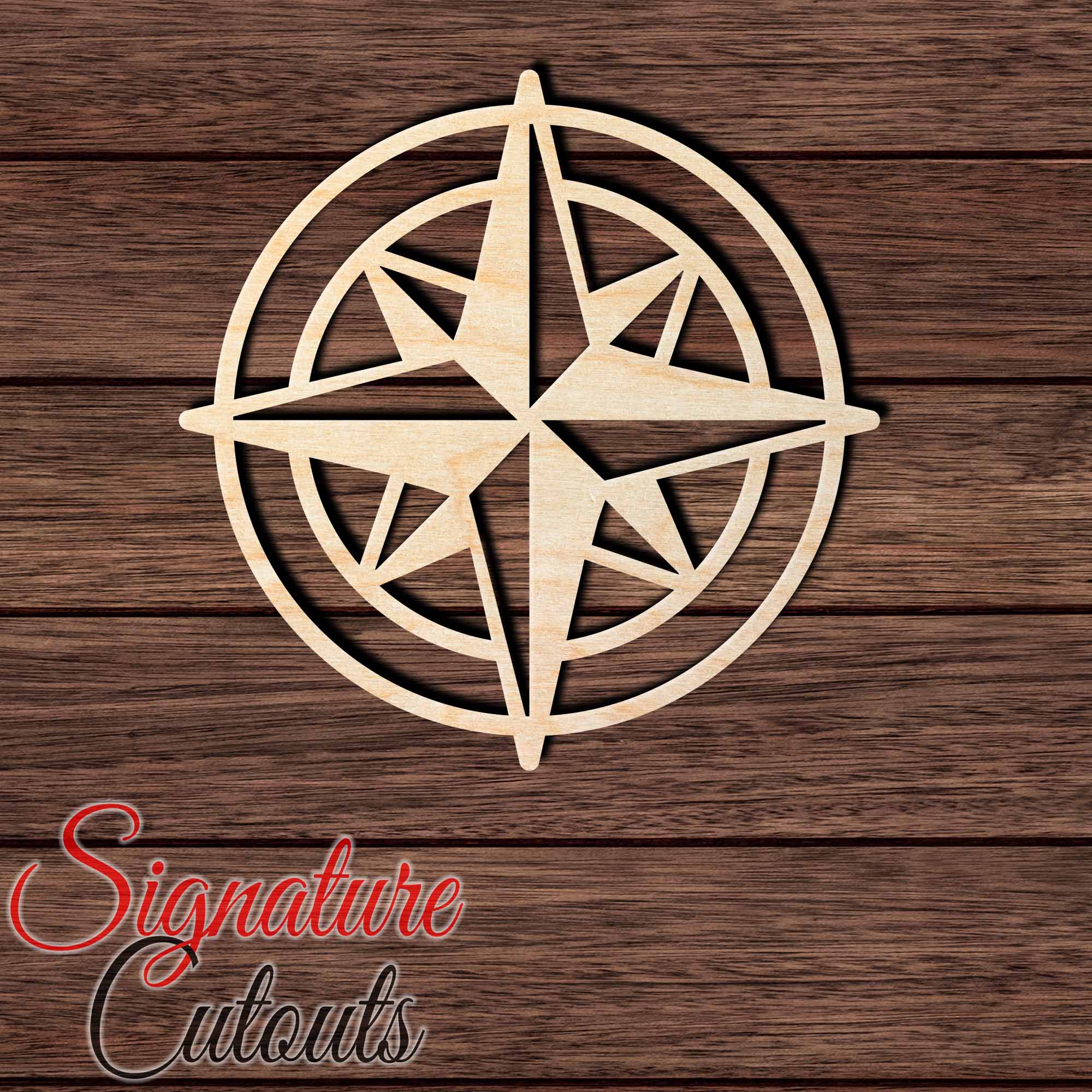 Compass 006 Shape Cutout in Wood, Acrylic or Acrylic Mirror - Signature Cutouts