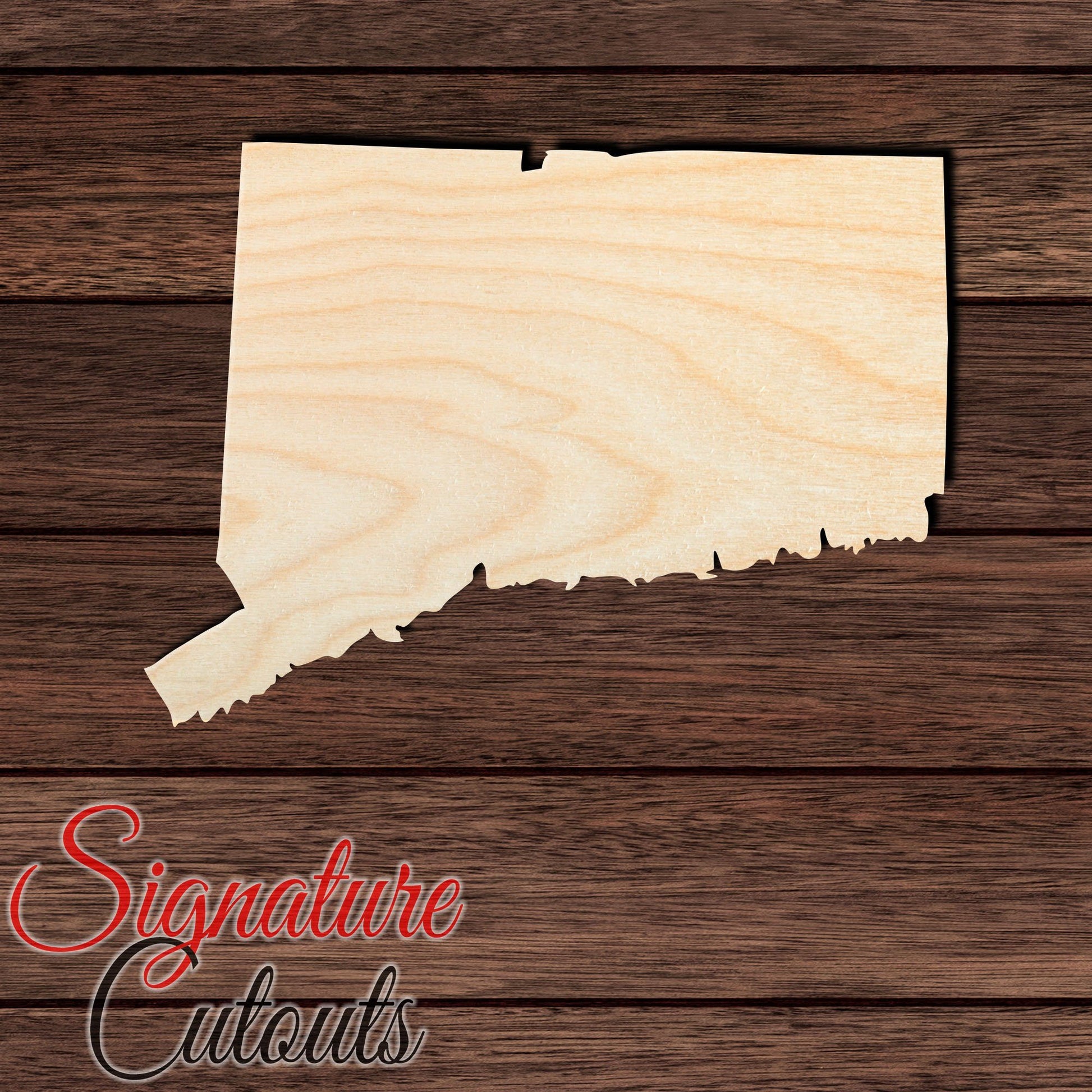 Connecticut State Shape Cutout in Wood, Acrylic or Acrylic Mirror - Signature Cutouts
