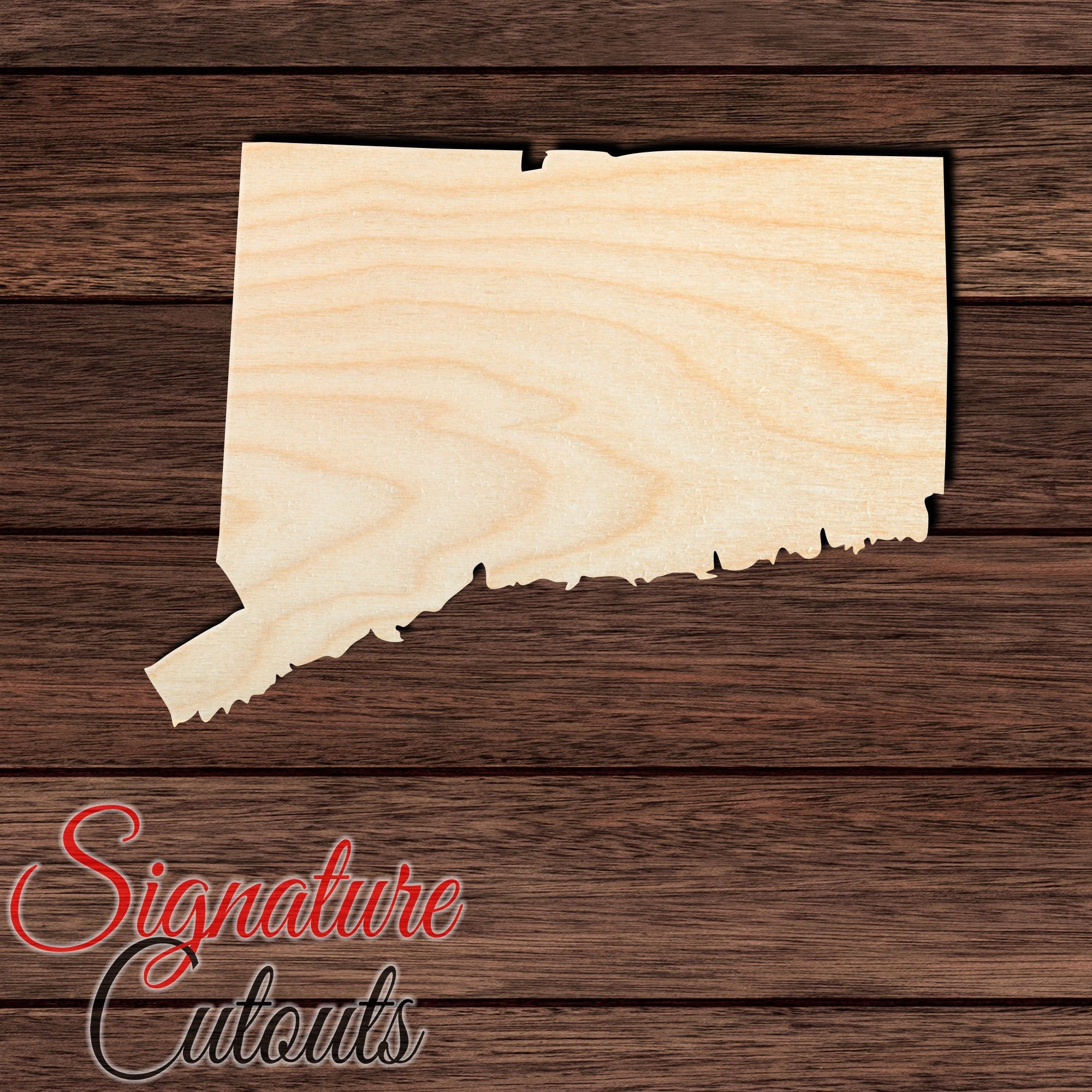 Connecticut State Shape Cutout in Wood, Acrylic or Acrylic Mirror - Signature Cutouts