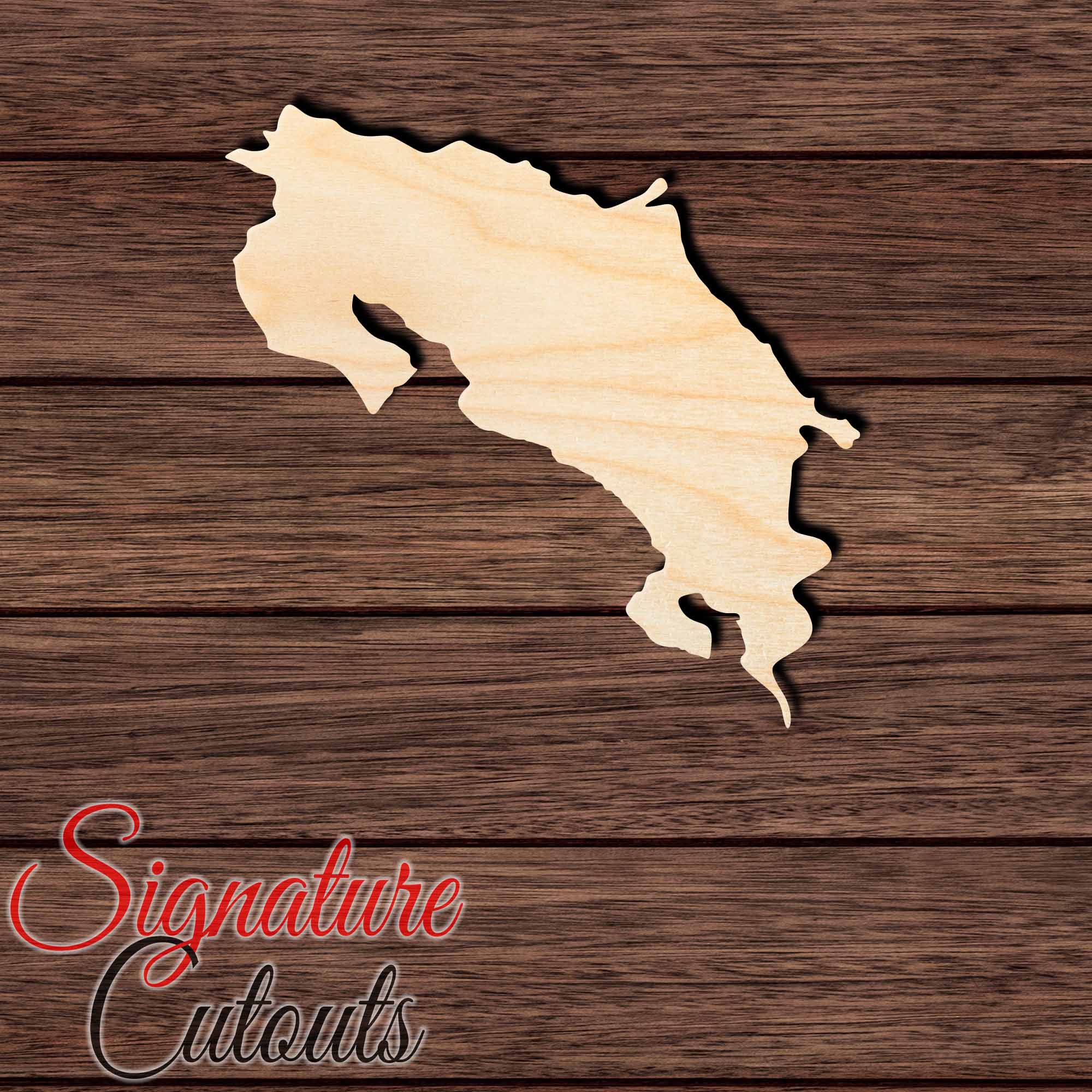 Costa Rica Shape Cutout in Wood, Acrylic or Acrylic Mirror - Signature Cutouts