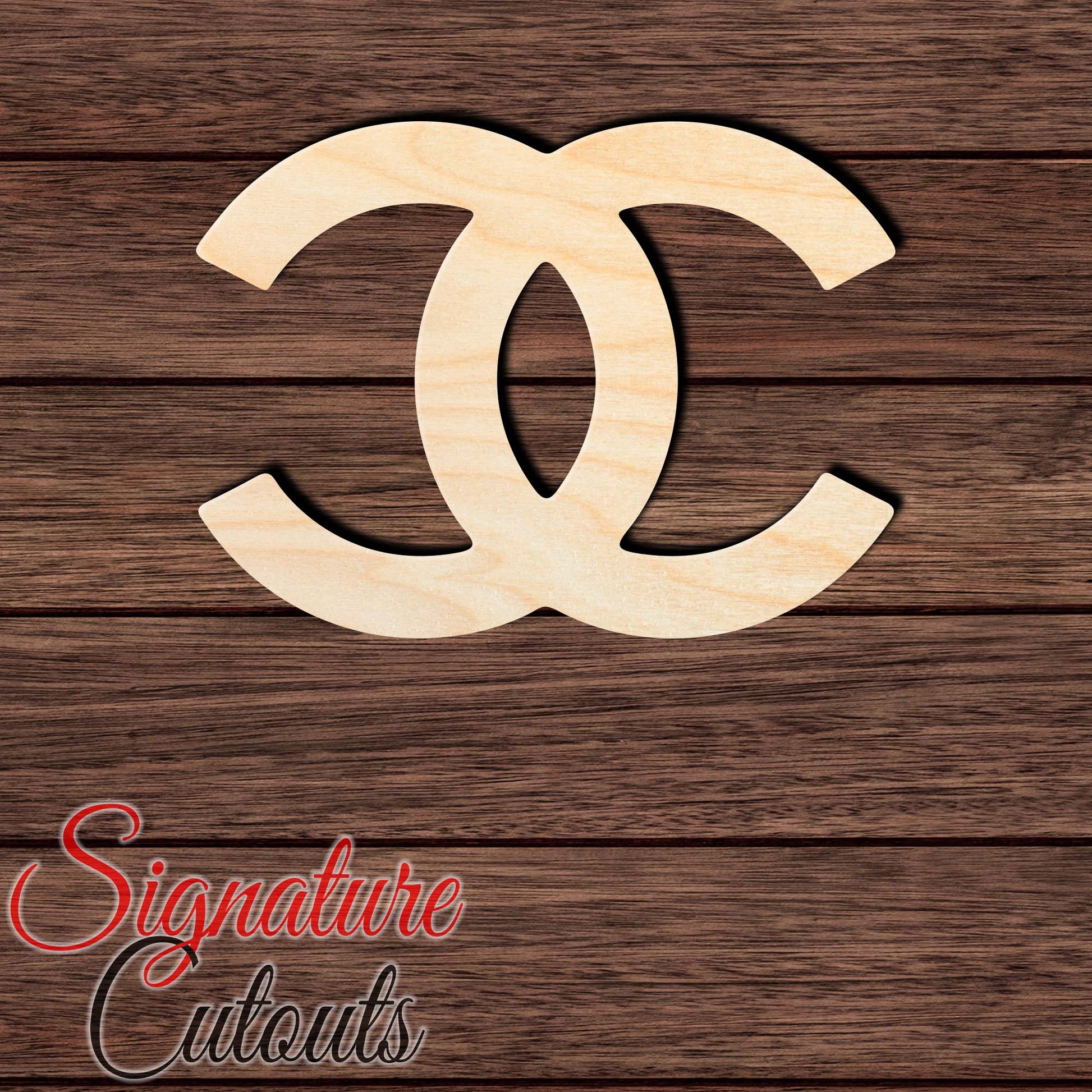 Crossed C Designer Logo 001 Shape Cutout in Wood, Acrylic or Acrylic Mirror - Signature Cutouts