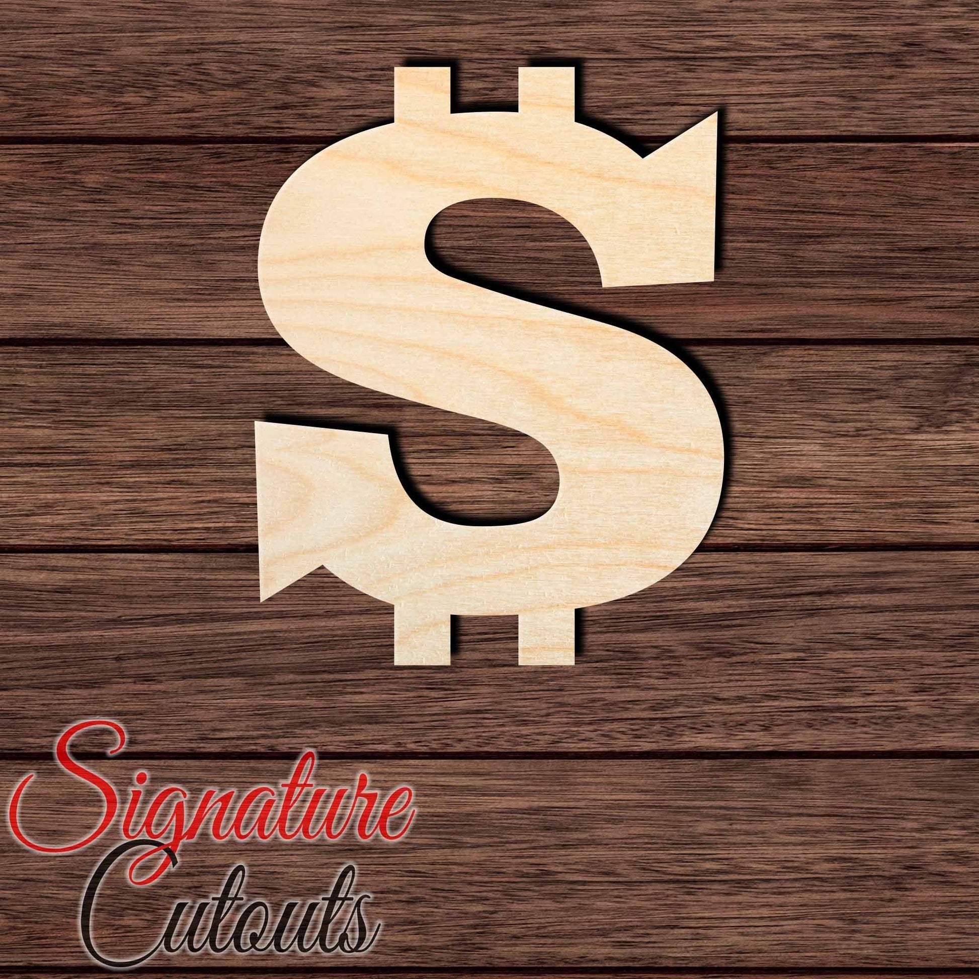 Dollar Sign 001 Shape Cutout in Wood, Acrylic or Acrylic Mirror - Signature Cutouts