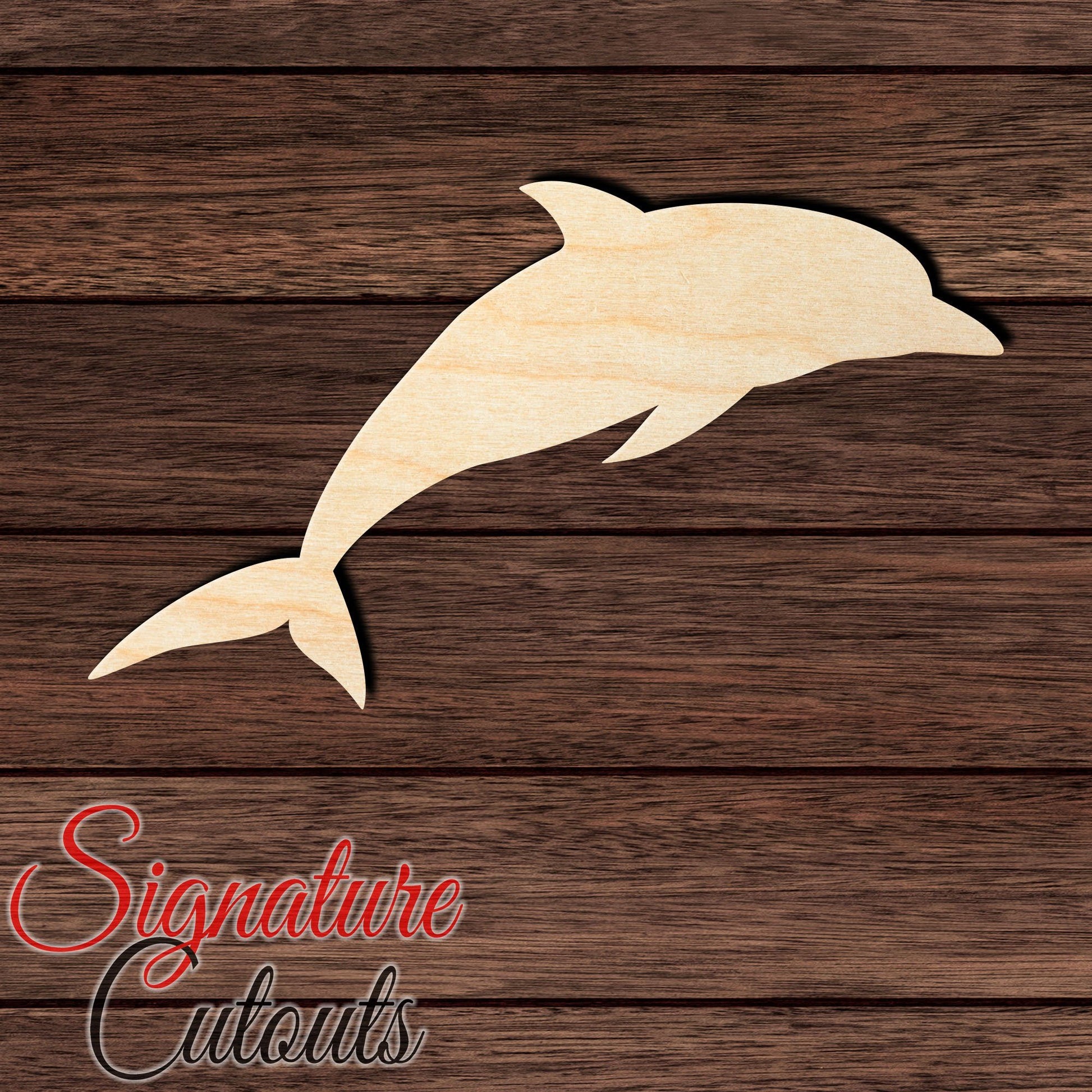 Dolphin 034 Shape Cutout in Wood, Acrylic or Acrylic Mirror - Signature Cutouts