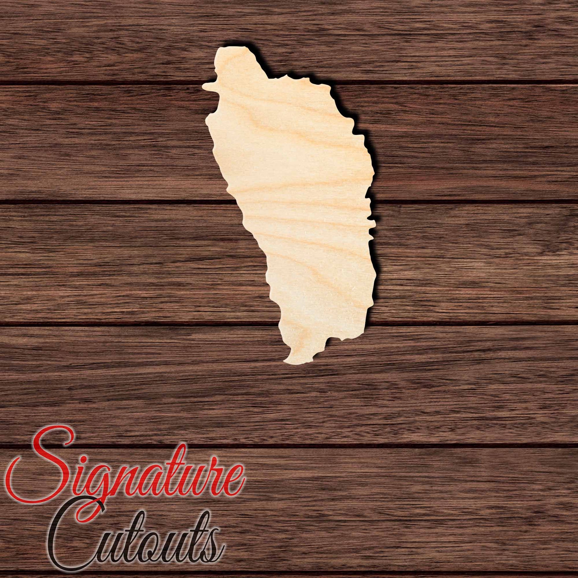 Dominica Shape Cutout in Wood, Acrylic or Acrylic Mirror - Signature Cutouts