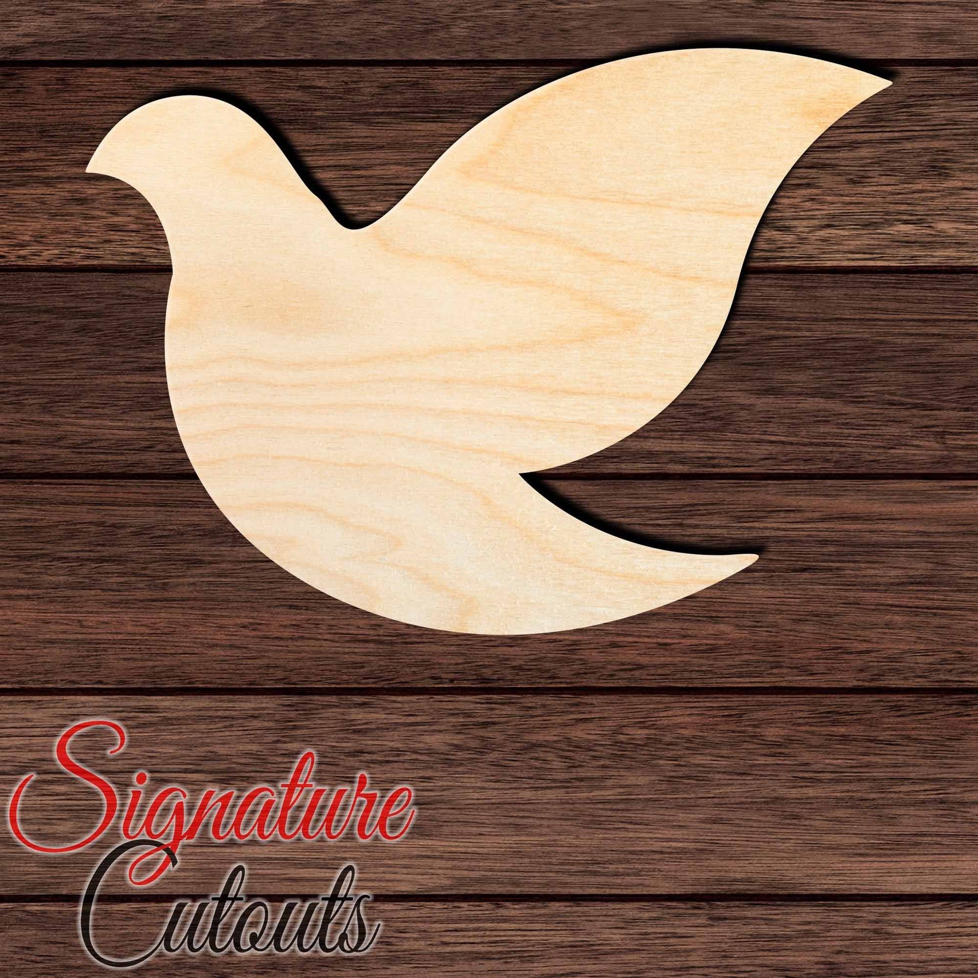 Dove 002 Shape Cutout in Wood, Acrylic or Acrylic Mirror - Signature Cutouts