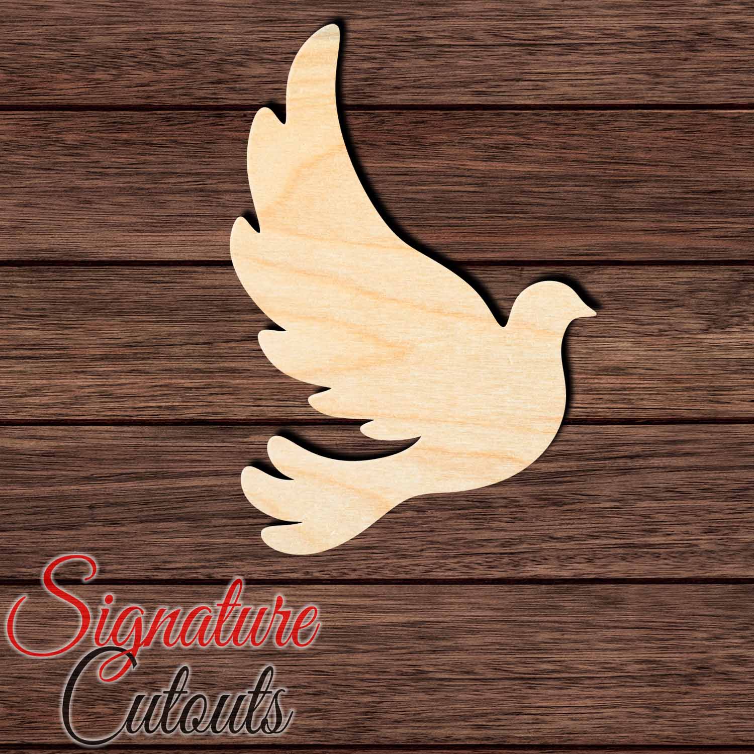 Dove 004 Shape Cutout in Wood, Acrylic or Acrylic Mirror - Signature Cutouts