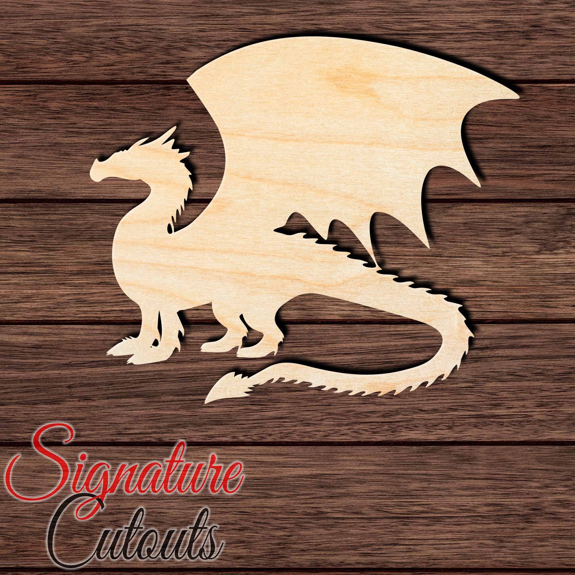 Dragon 002 Shape Cutout in Wood, Acrylic or Acrylic Mirror Craft Shapes & Bases Signature Cutouts 