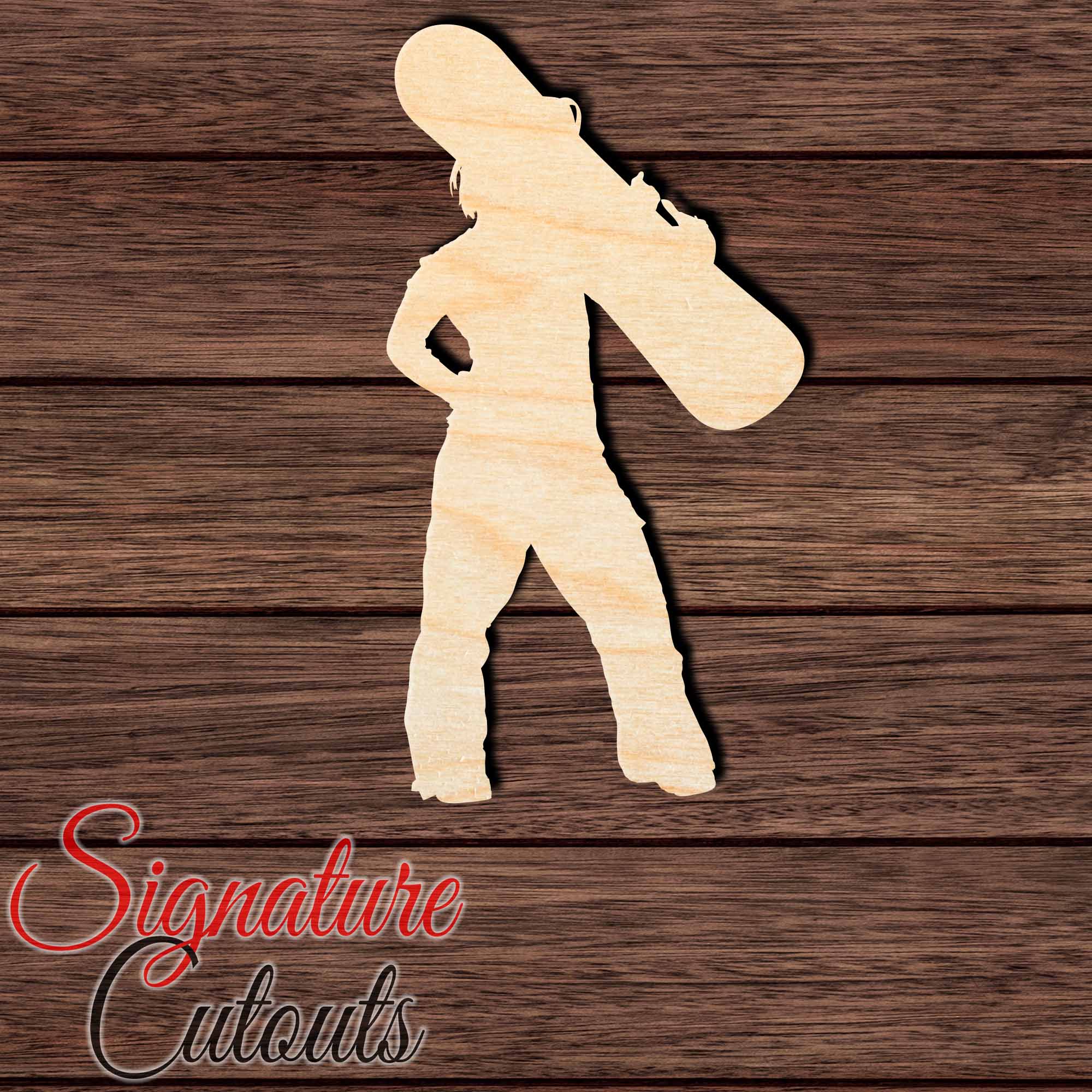 Female Snowboarder 006 Shape Cutout in Wood, Acrylic or Acrylic Mirror - Signature Cutouts