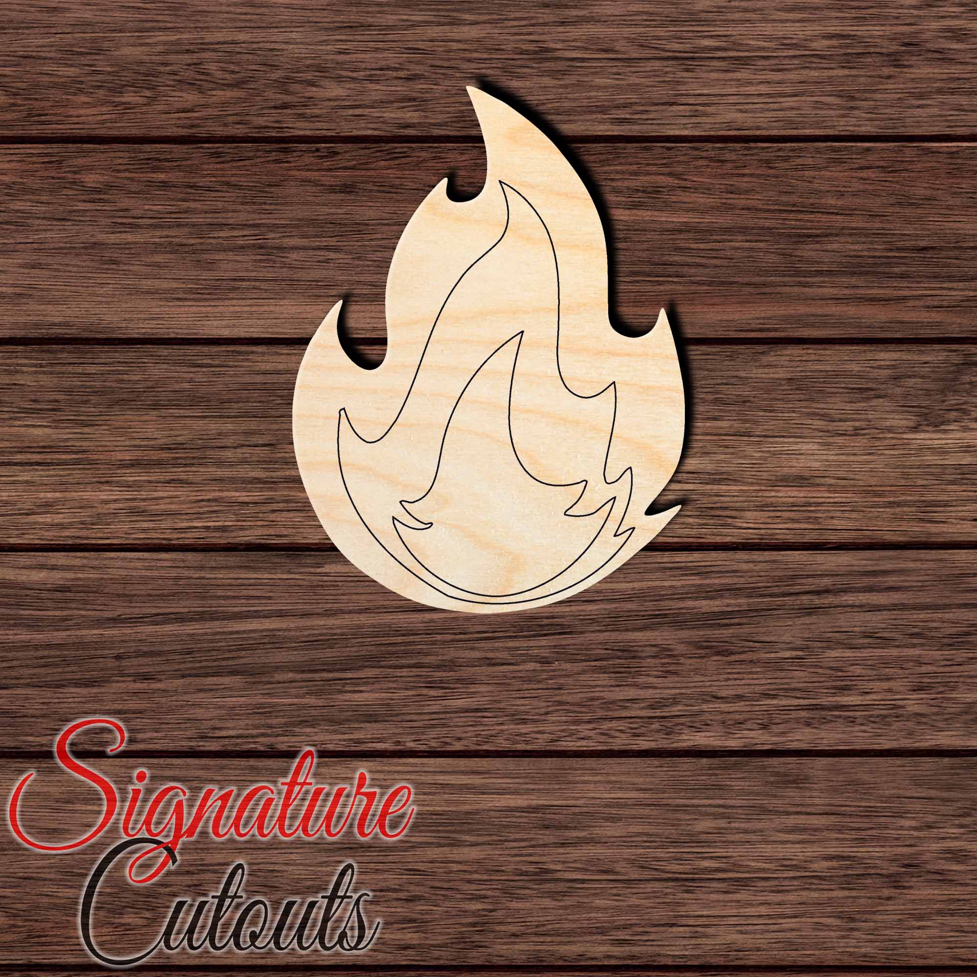 Fire Emoji 002 Paint by Line Shape Cutout in Wood, Acrylic or Acrylic Mirror - Signature Cutouts