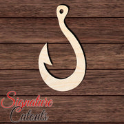 Fishing Hook 002 Shape Cutout in Wood, Acrylic or Acrylic Mirror Craft Shapes & Bases Signature Cutouts 