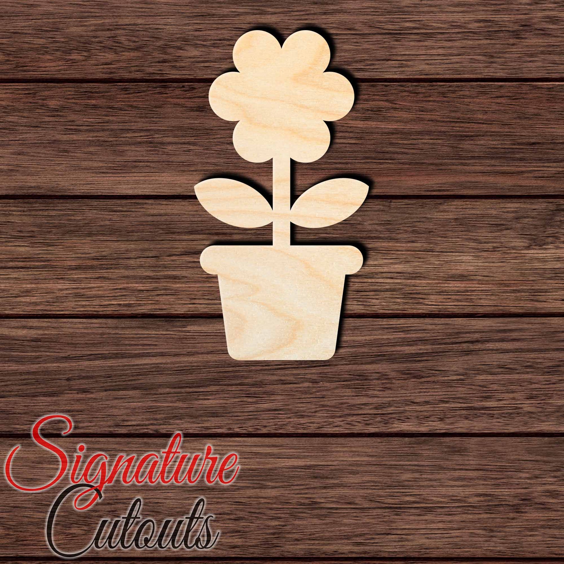 Flower Pot 002 Shape Cutout in Wood, Acrylic or Acrylic Mirror - Signature Cutouts