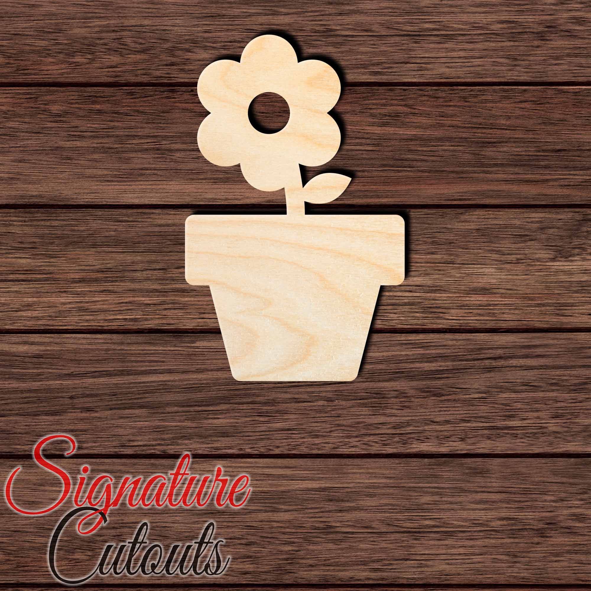 Flower Pot 003 Shape Cutout in Wood, Acrylic or Acrylic Mirror - Signature Cutouts