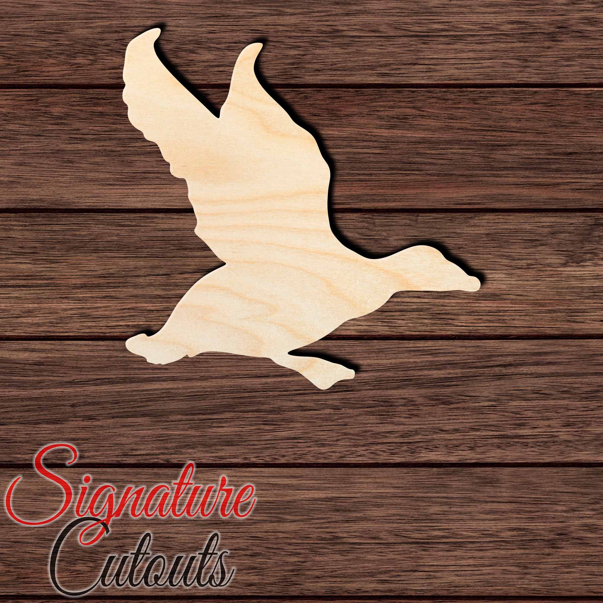 Flying Duck 002 Shape Cutout in Wood, Acrylic or Acrylic Mirror - Signature Cutouts