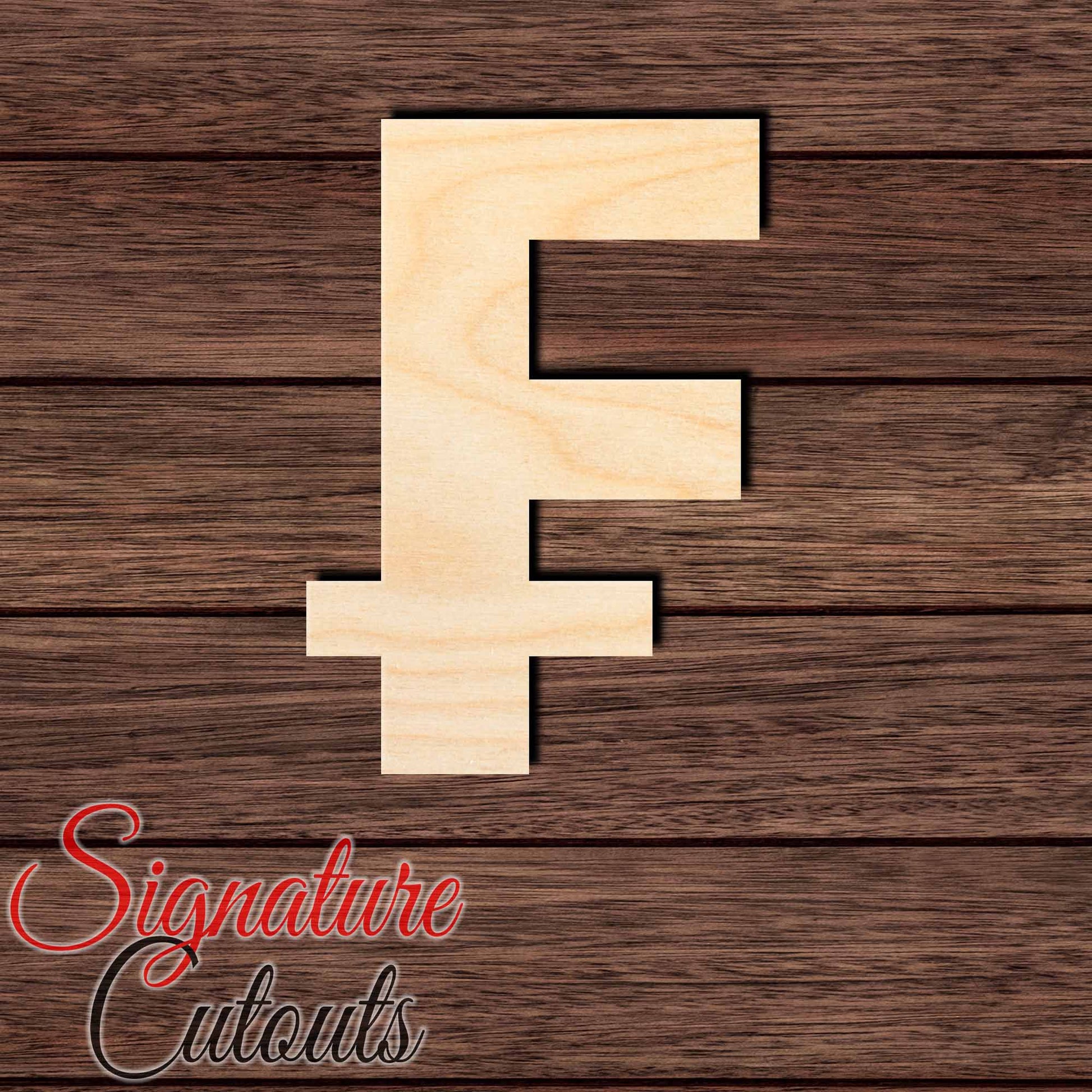 French Franc Symbol 001 Shape Cutout in Wood, Acrylic or Acrylic Mirror - Signature Cutouts